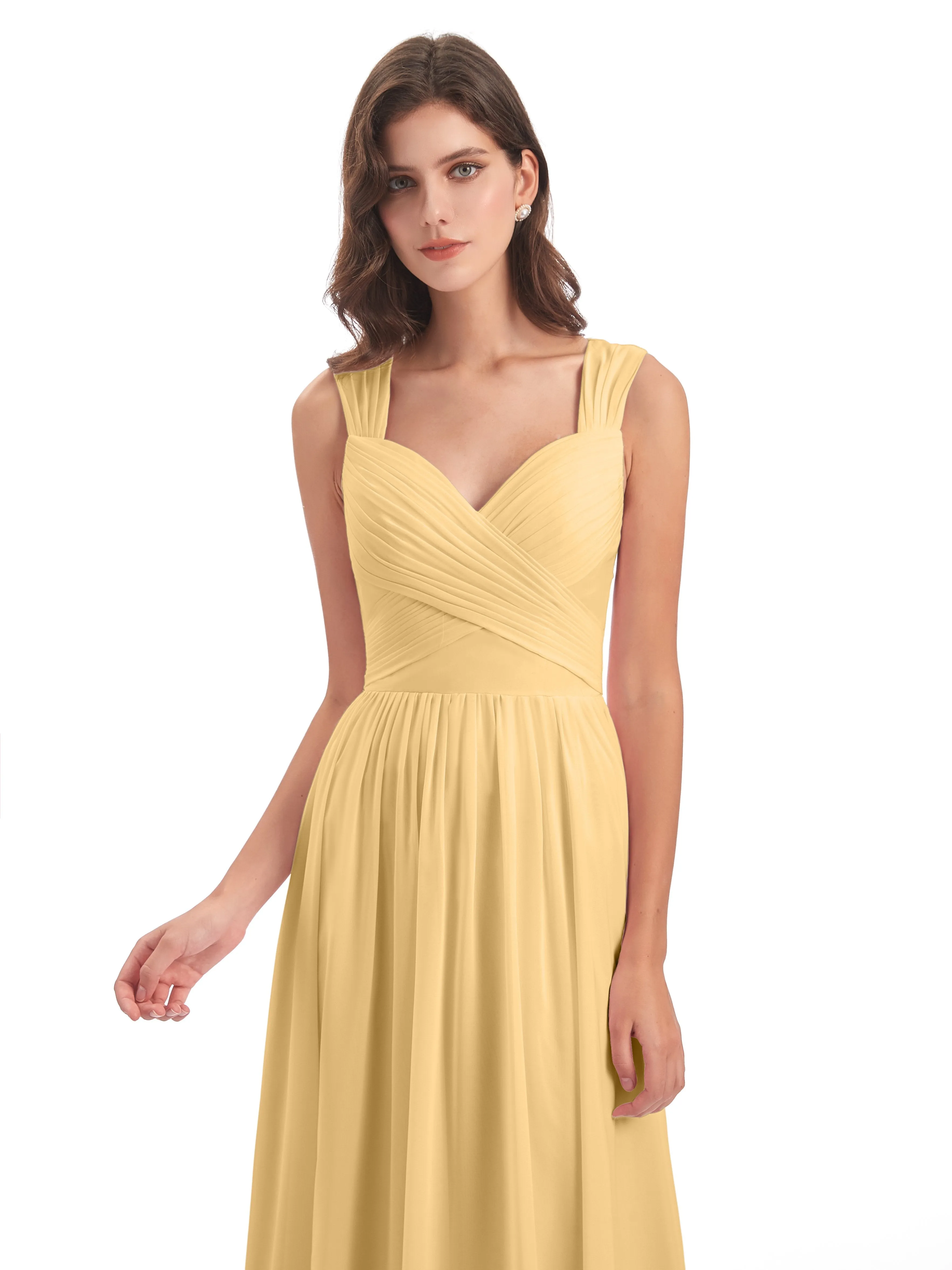 Ellie Flowy Key Hole Long Chiffon Bridesmaid Dresses