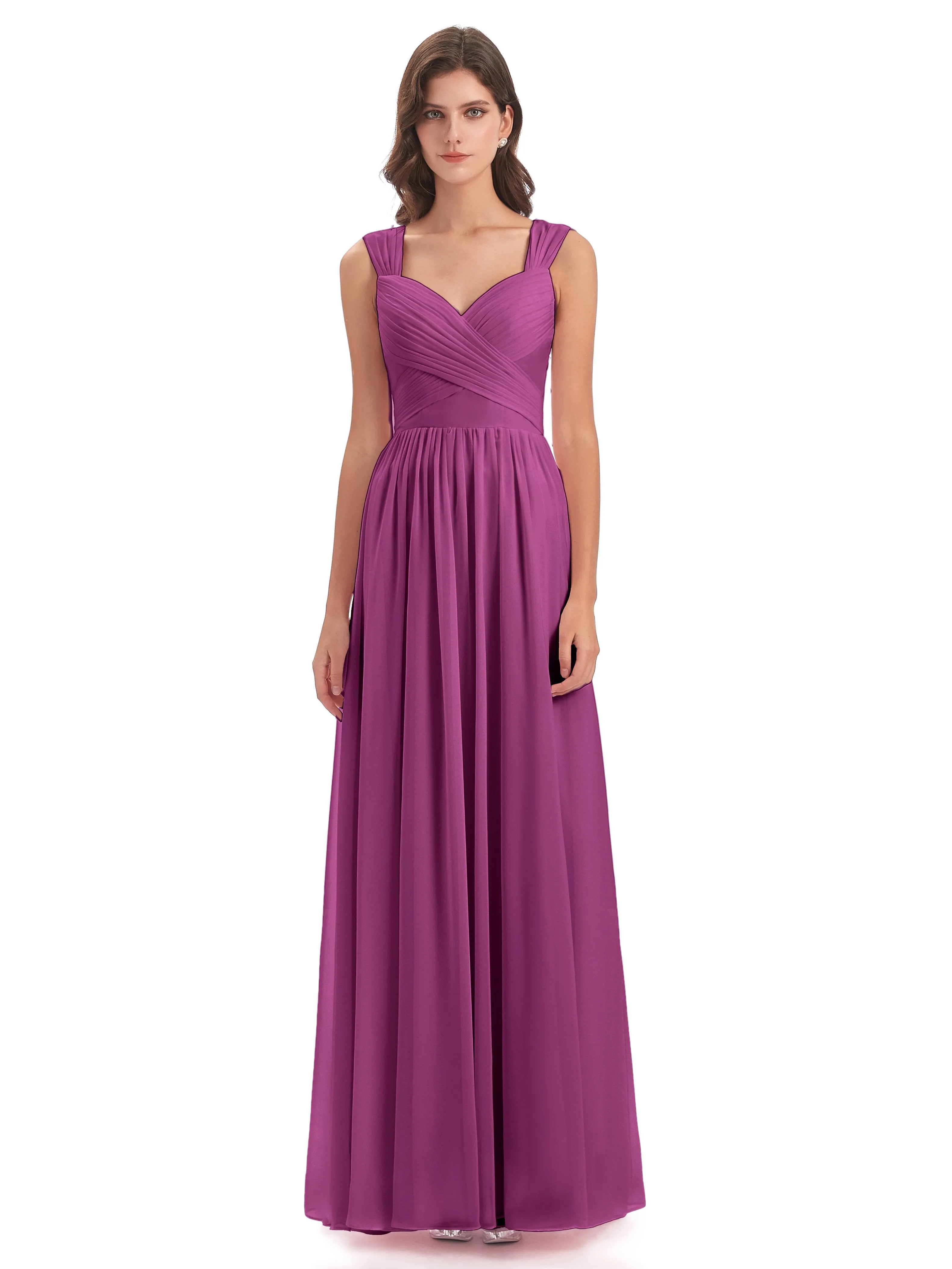 Ellie Flowy Key Hole Long Chiffon Bridesmaid Dresses