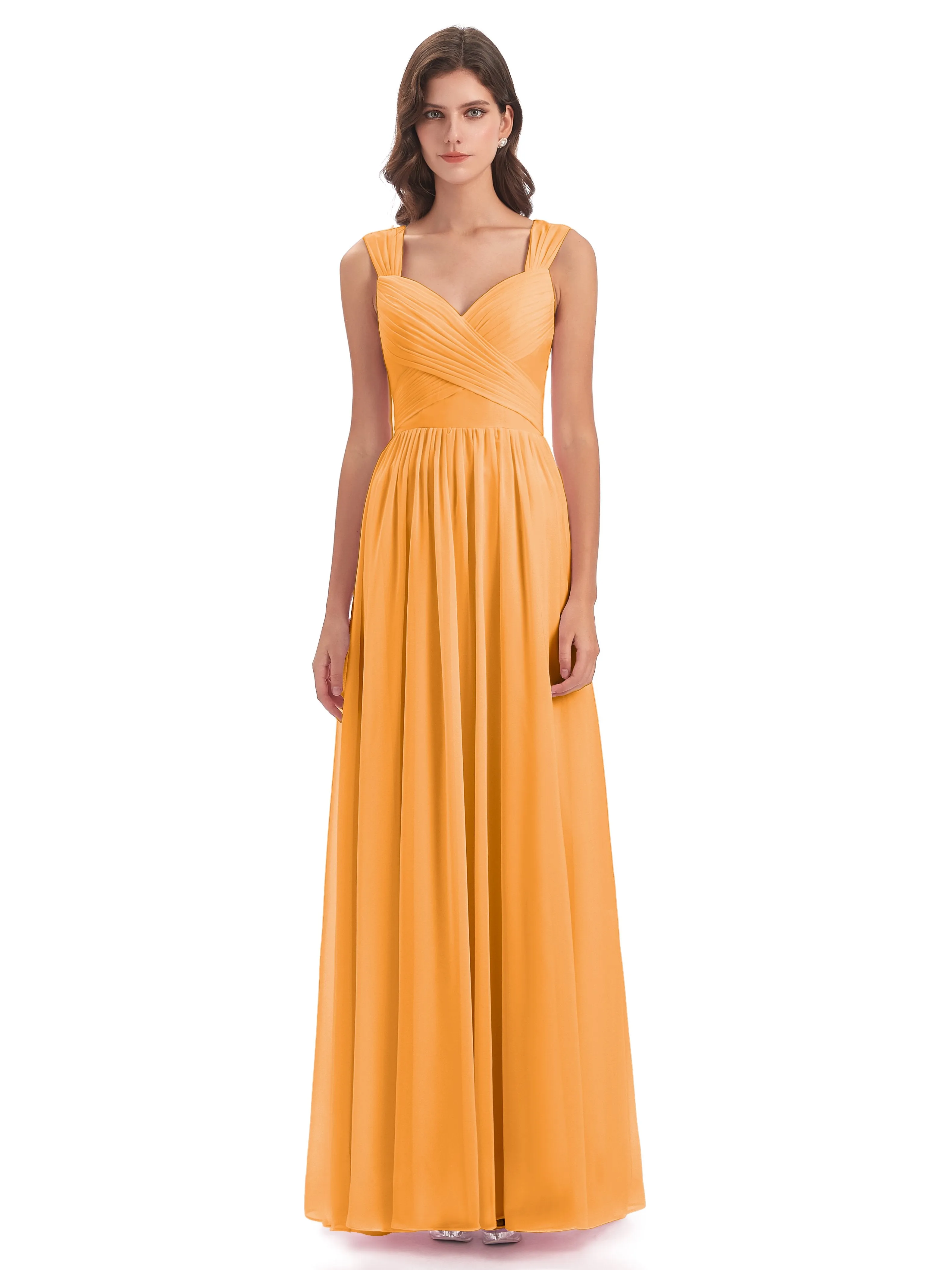 Ellie Flowy Key Hole Long Chiffon Bridesmaid Dresses