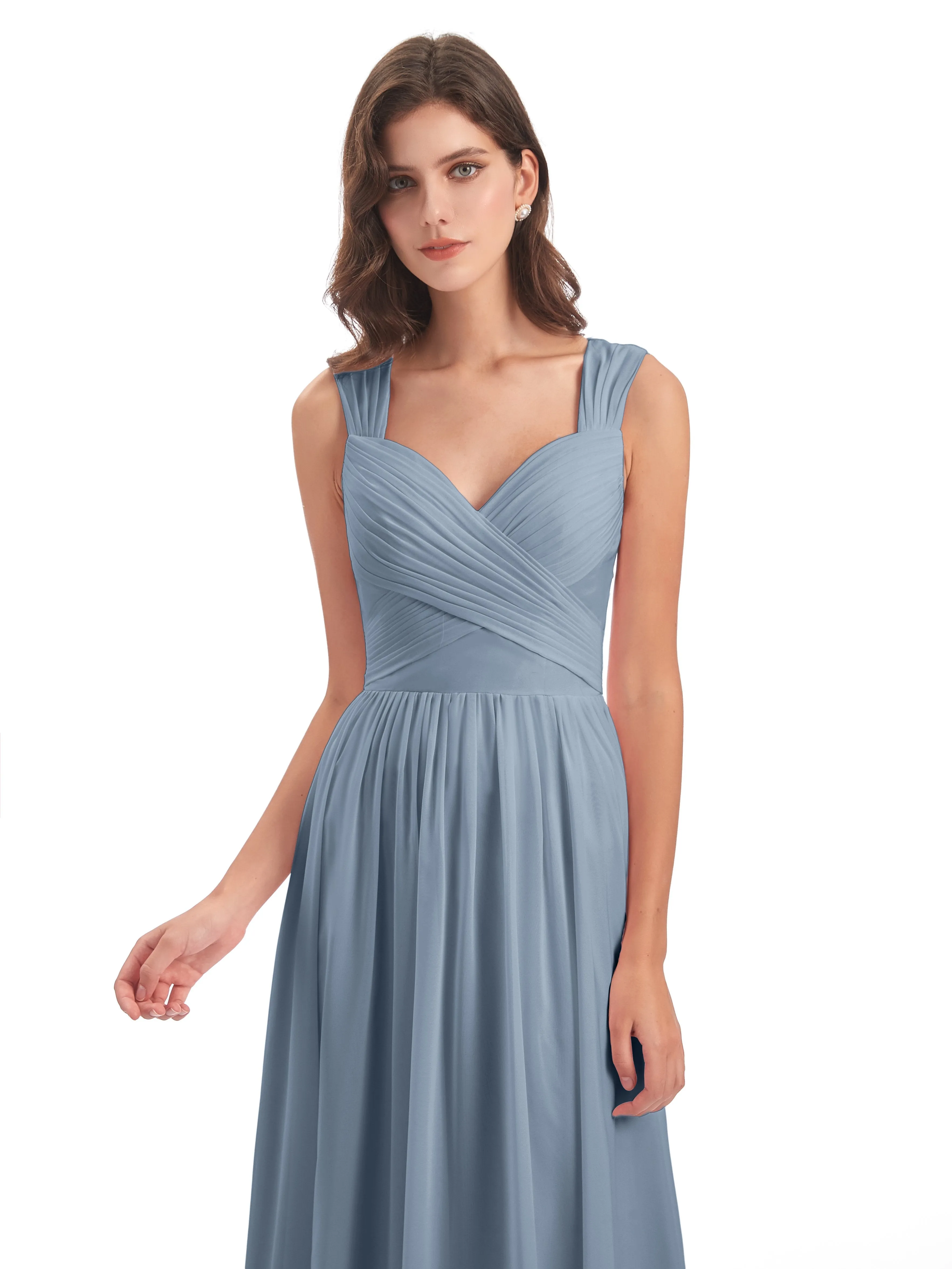 Ellie Flowy Key Hole Long Chiffon Bridesmaid Dresses