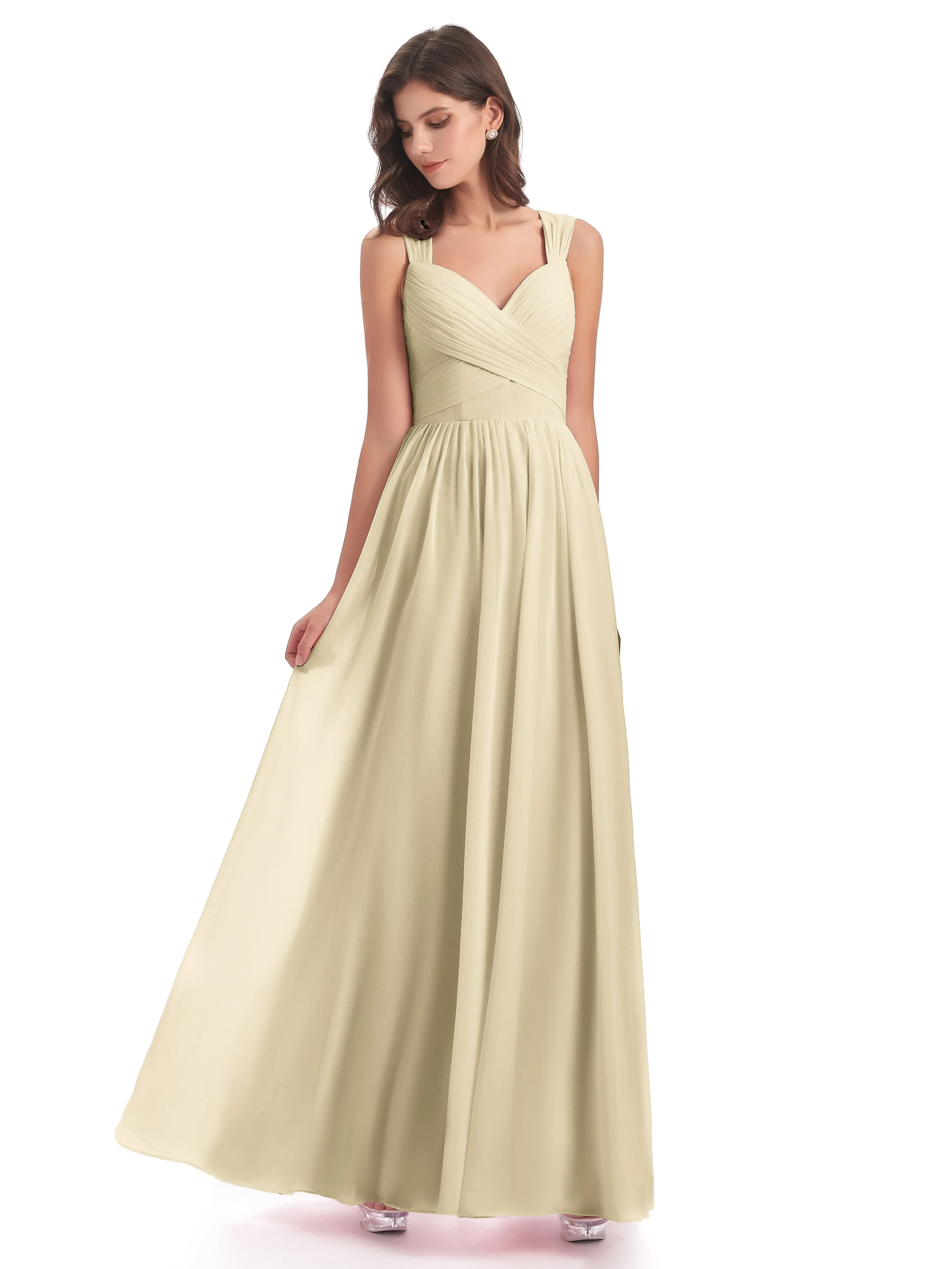 Ellie Flowy Key Hole Long Chiffon Bridesmaid Dresses