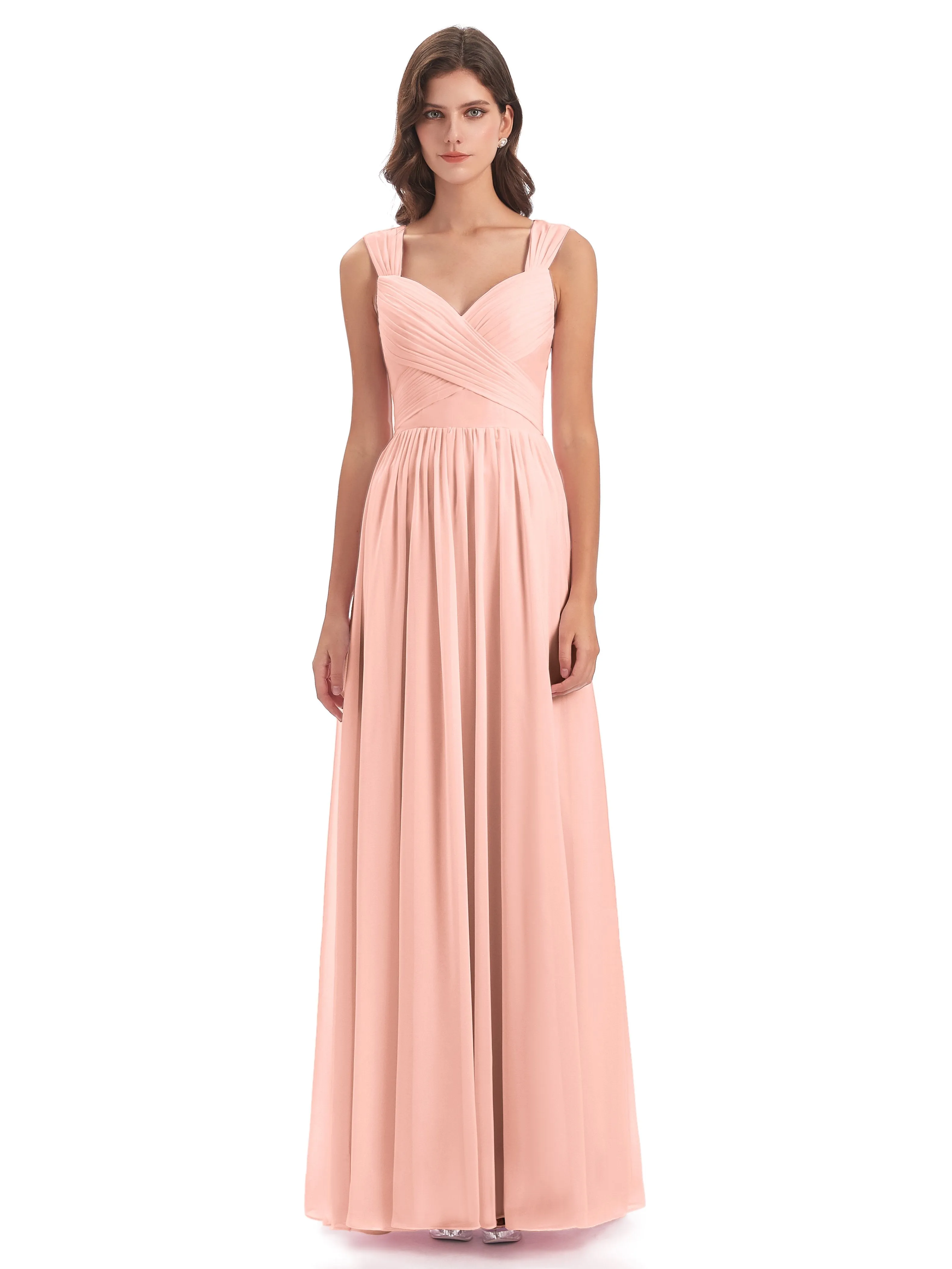 Ellie Flowy Key Hole Long Chiffon Bridesmaid Dresses