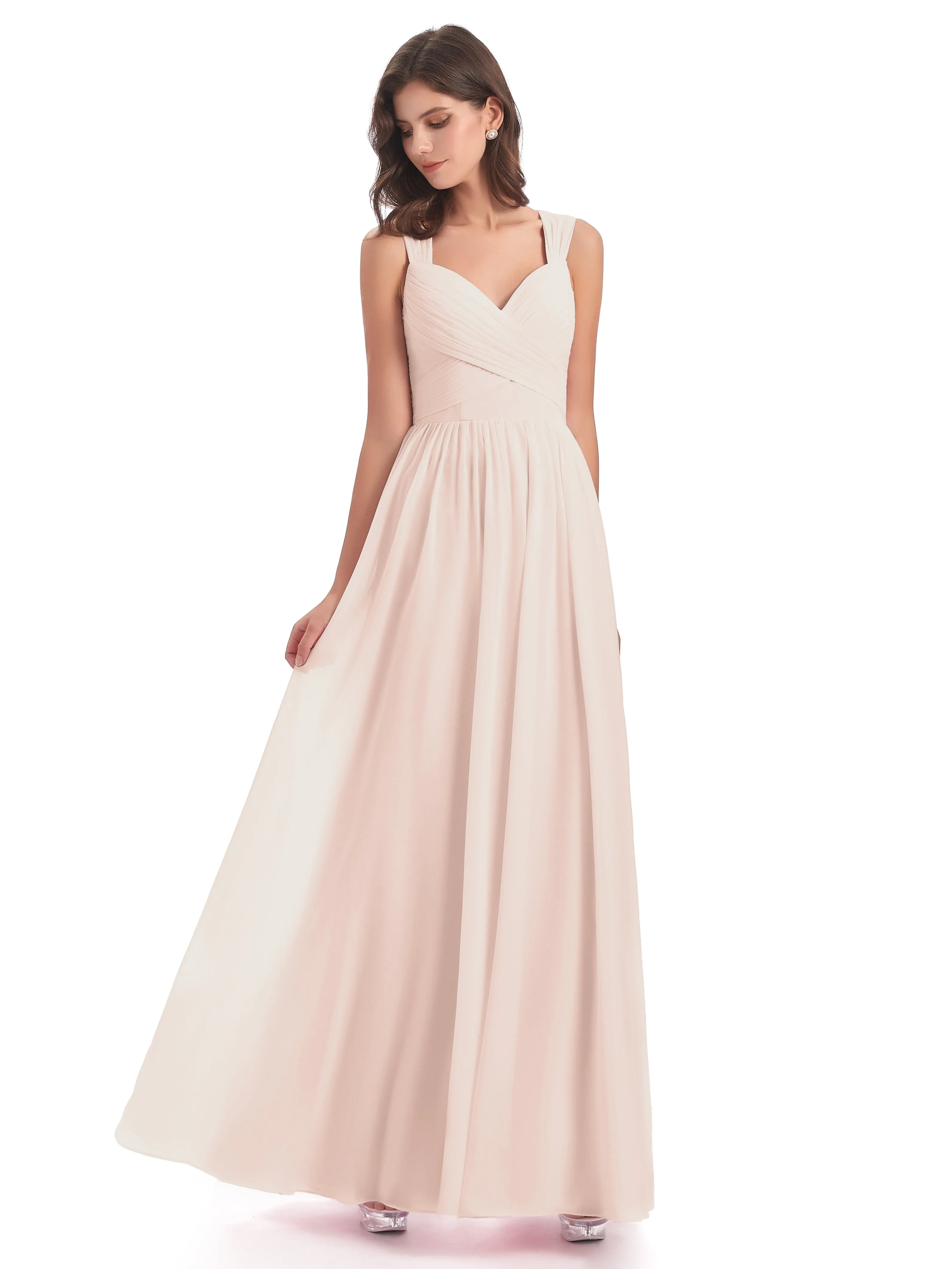 Ellie Flowy Key Hole Long Chiffon Bridesmaid Dresses