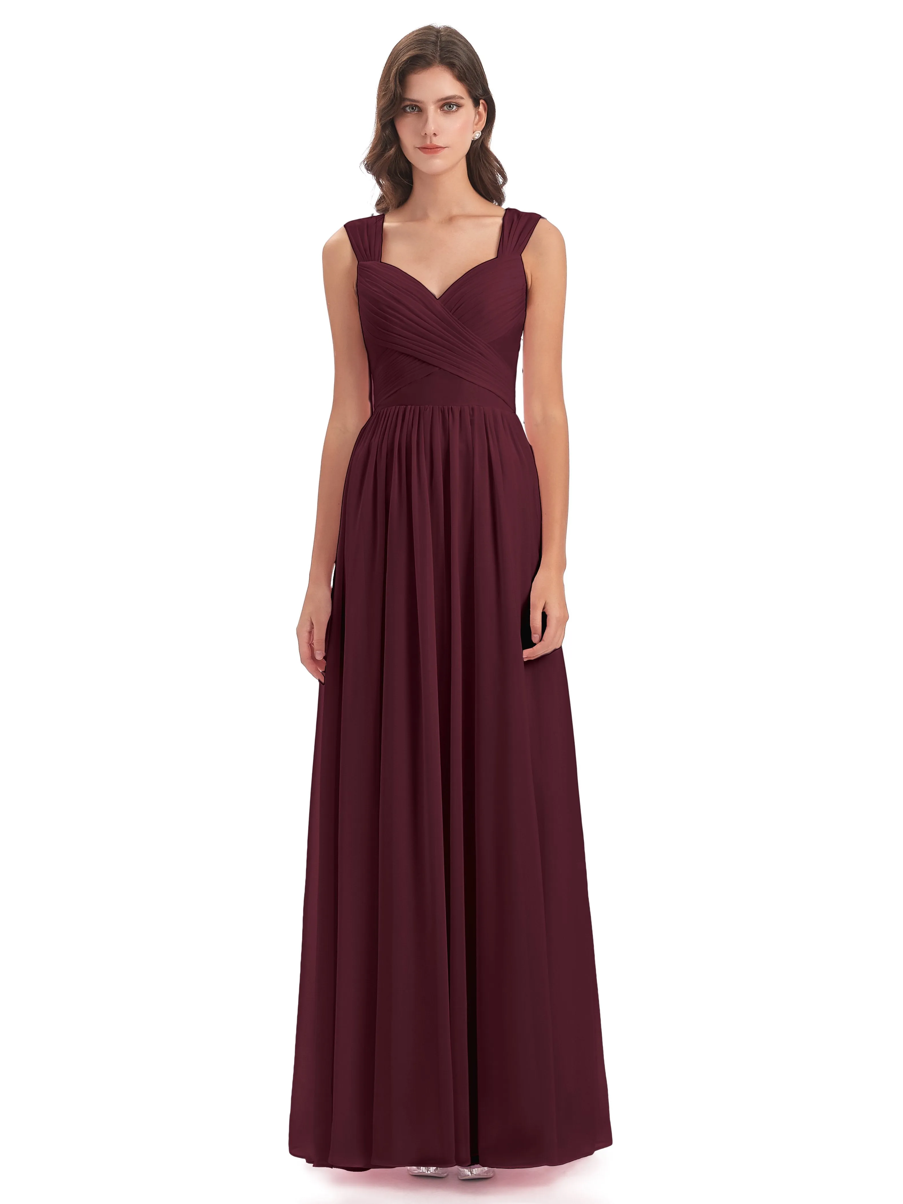 Ellie Flowy Key Hole Long Chiffon Bridesmaid Dresses