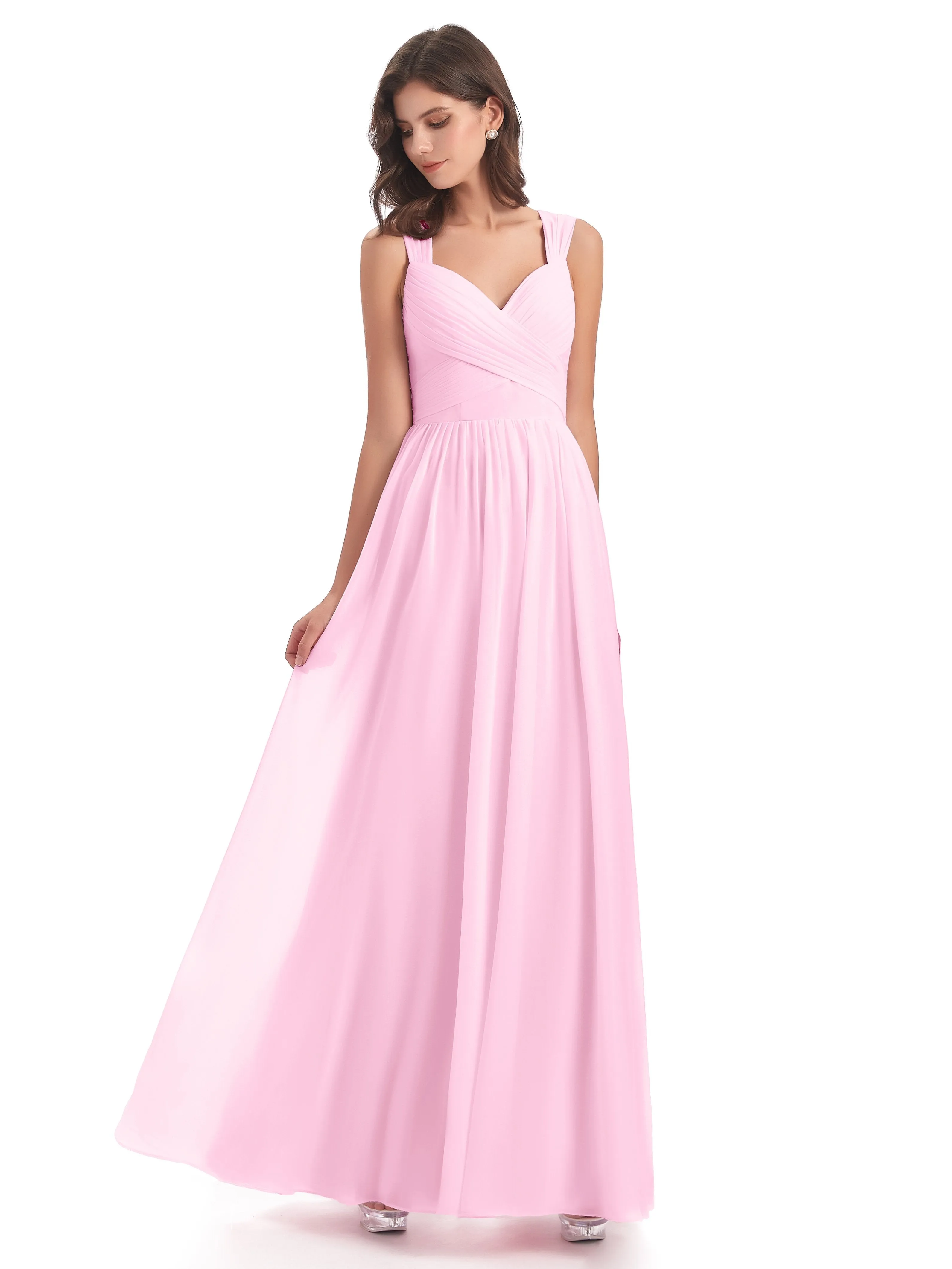 Ellie Flowy Key Hole Long Chiffon Bridesmaid Dresses