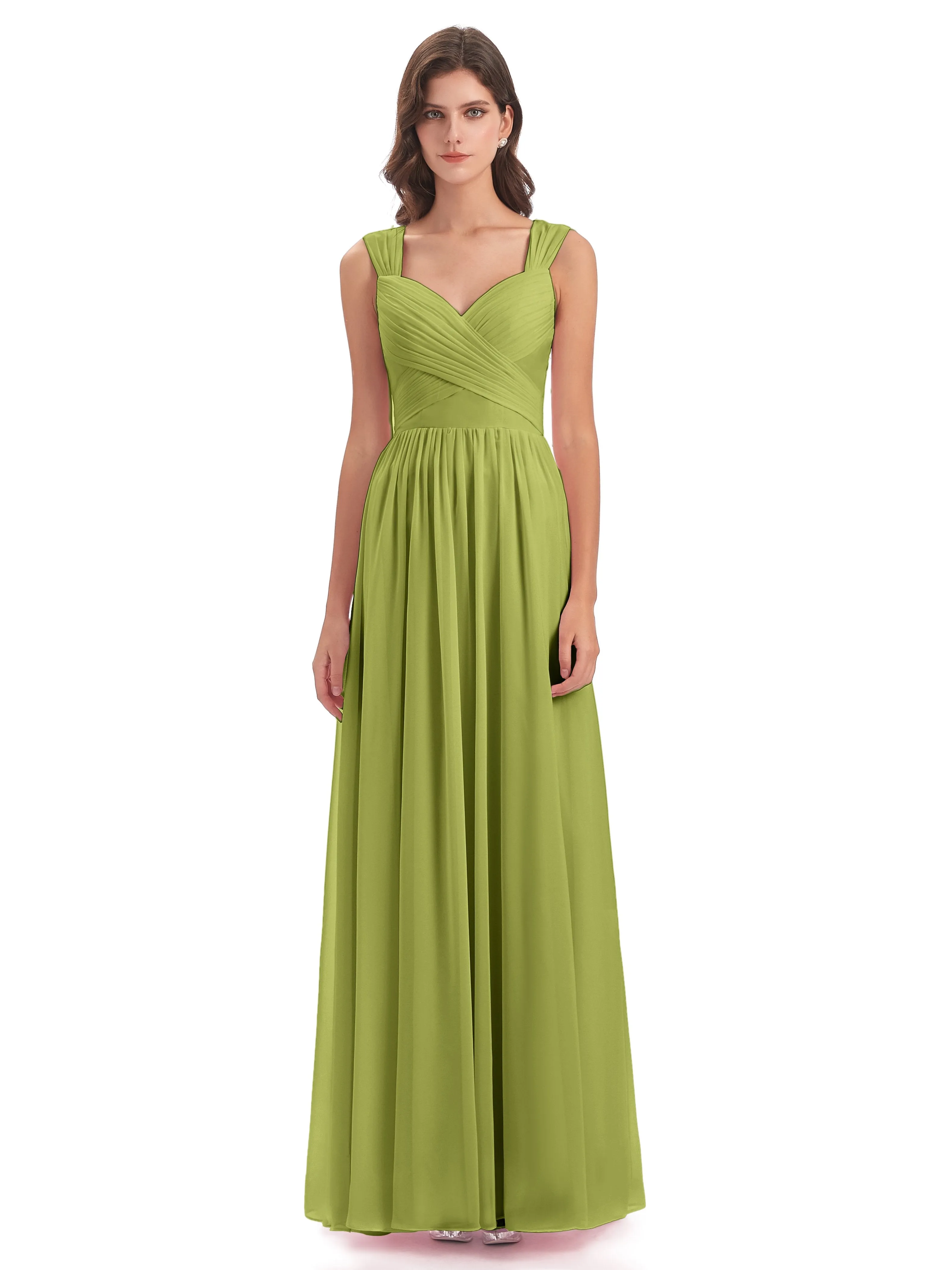 Ellie Flowy Key Hole Long Chiffon Bridesmaid Dresses