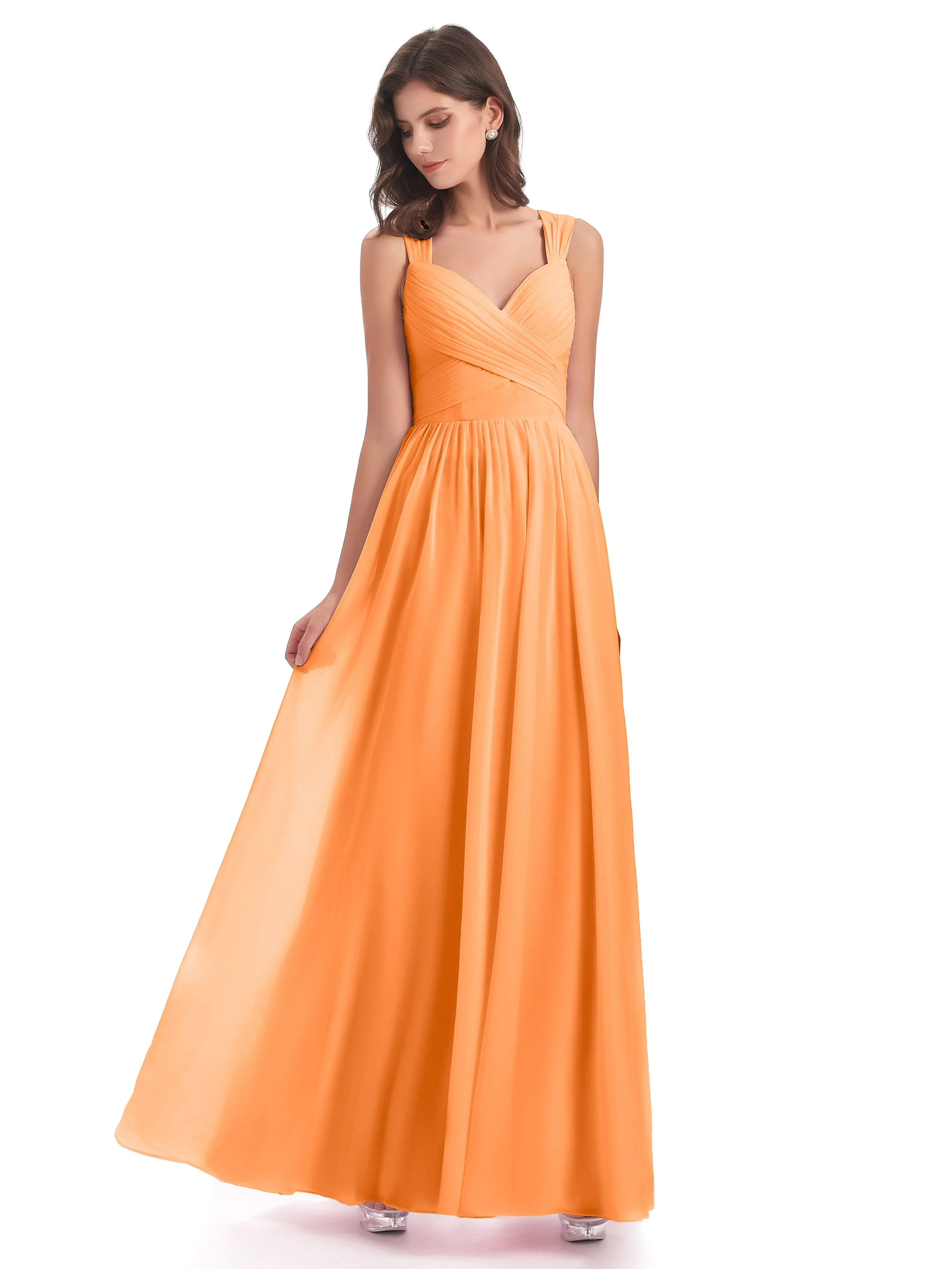 Ellie Flowy Key Hole Long Chiffon Bridesmaid Dresses