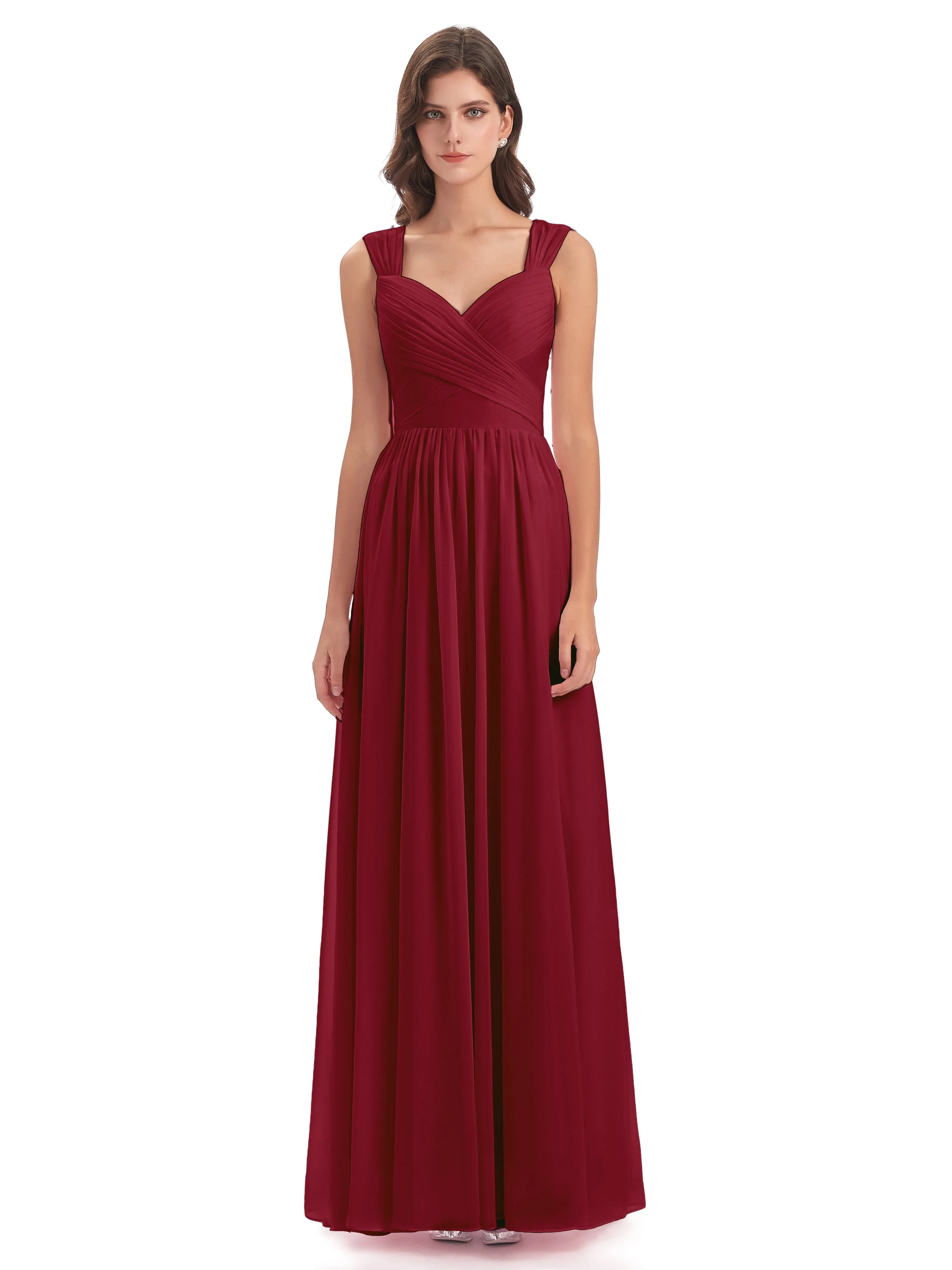 Ellie Flowy Key Hole Long Chiffon Bridesmaid Dresses