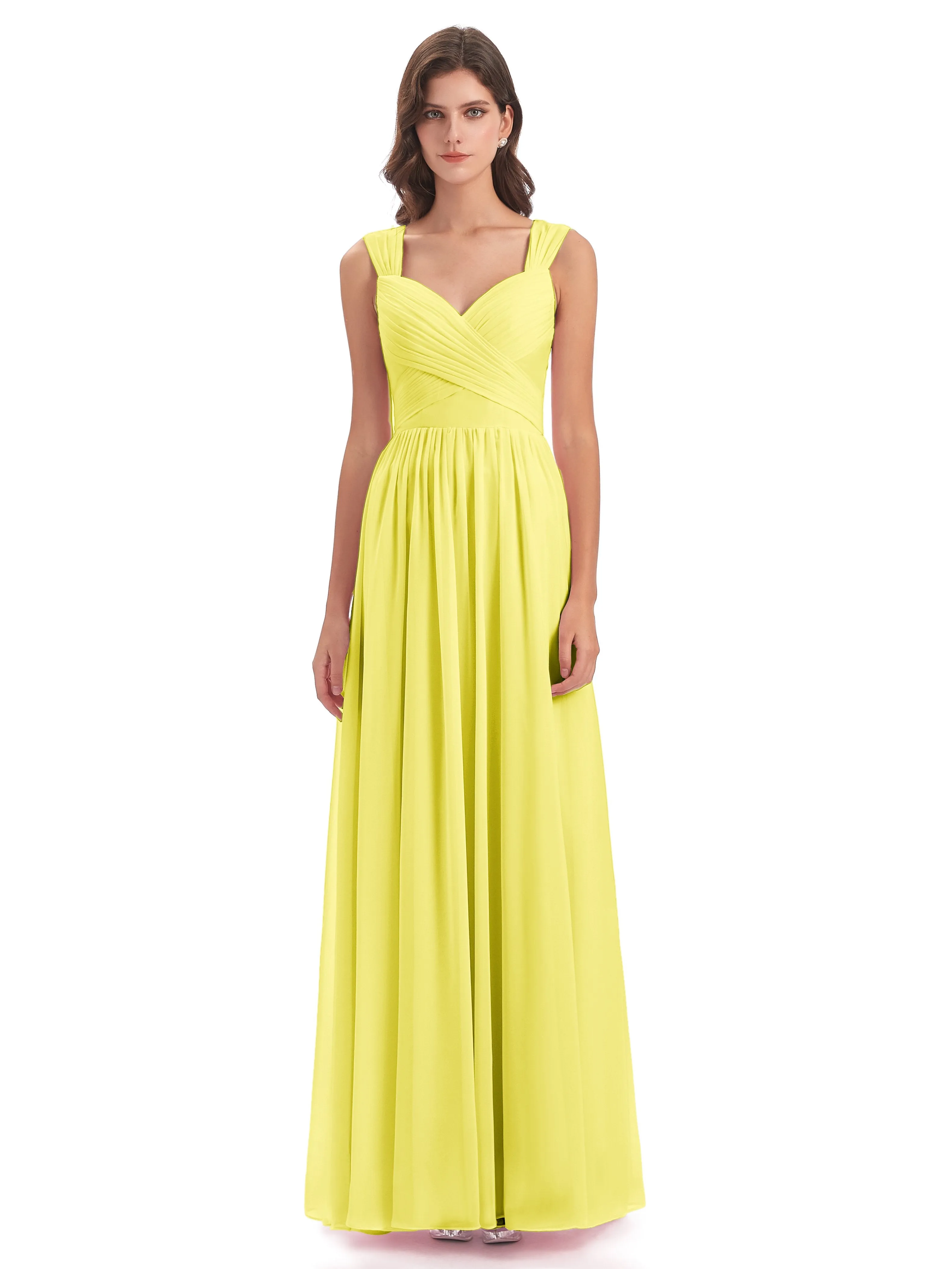 Ellie Flowy Key Hole Long Chiffon Bridesmaid Dresses