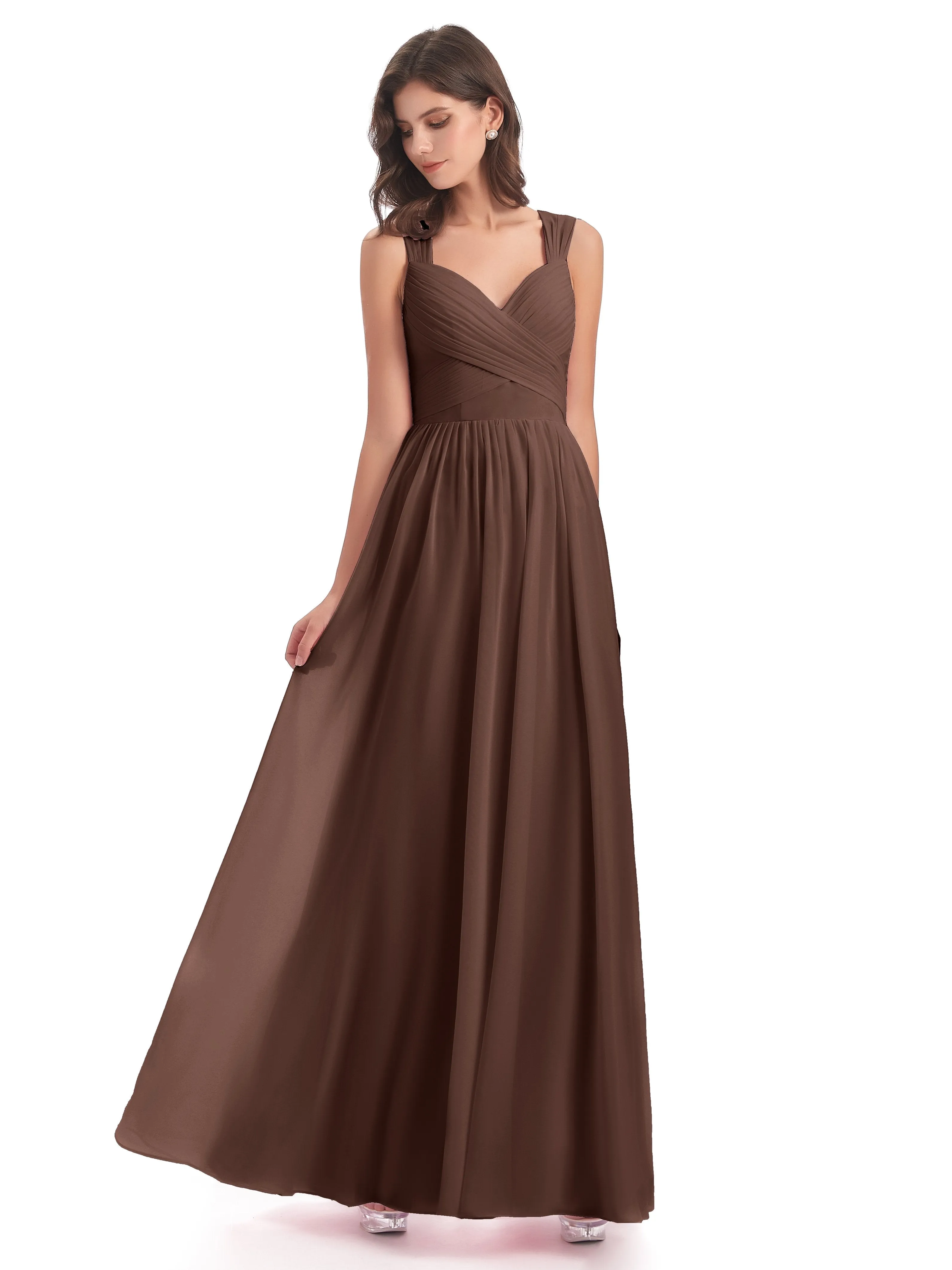 Ellie Flowy Key Hole Long Chiffon Bridesmaid Dresses