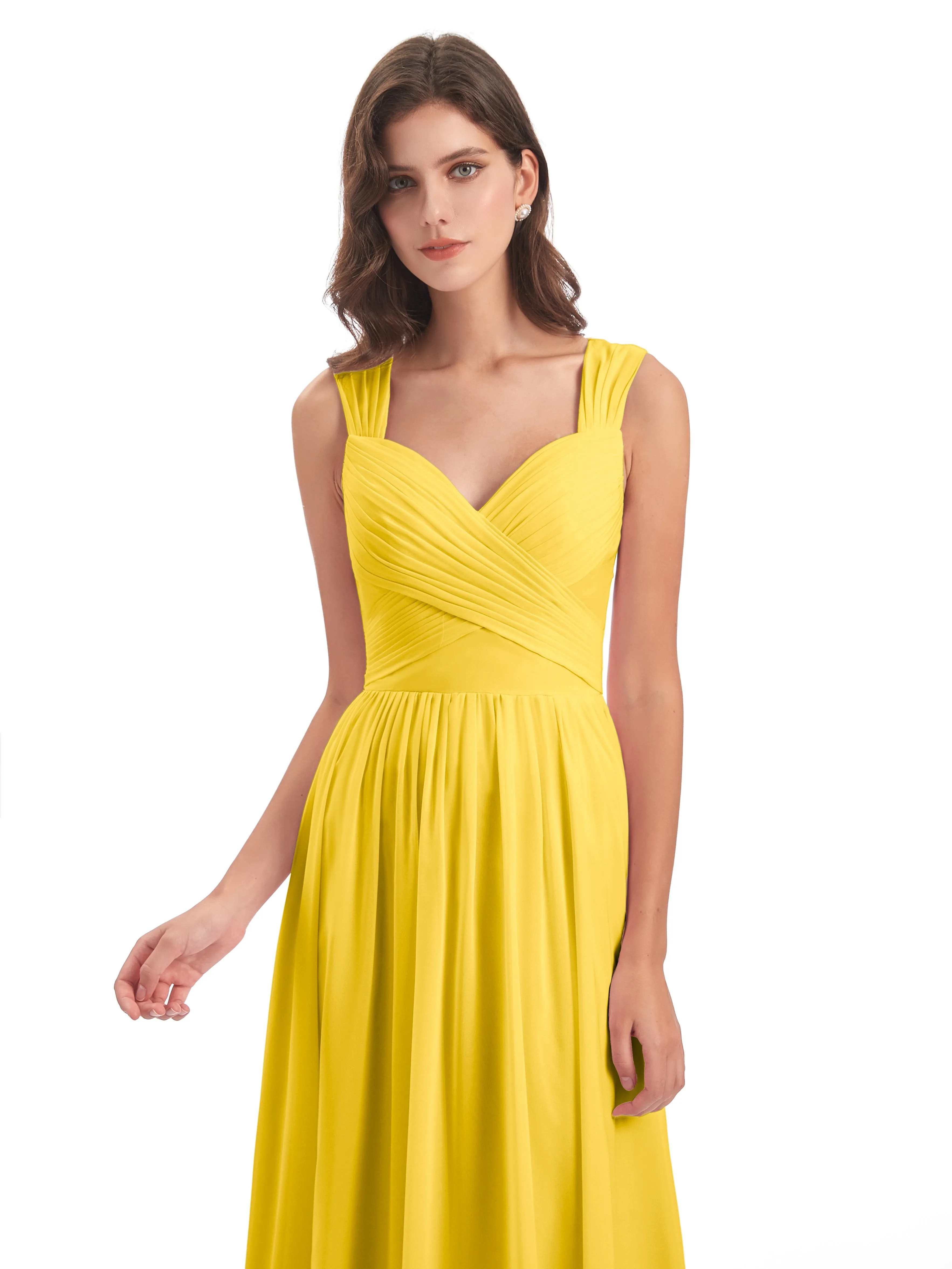 Ellie Flowy Key Hole Long Chiffon Bridesmaid Dresses