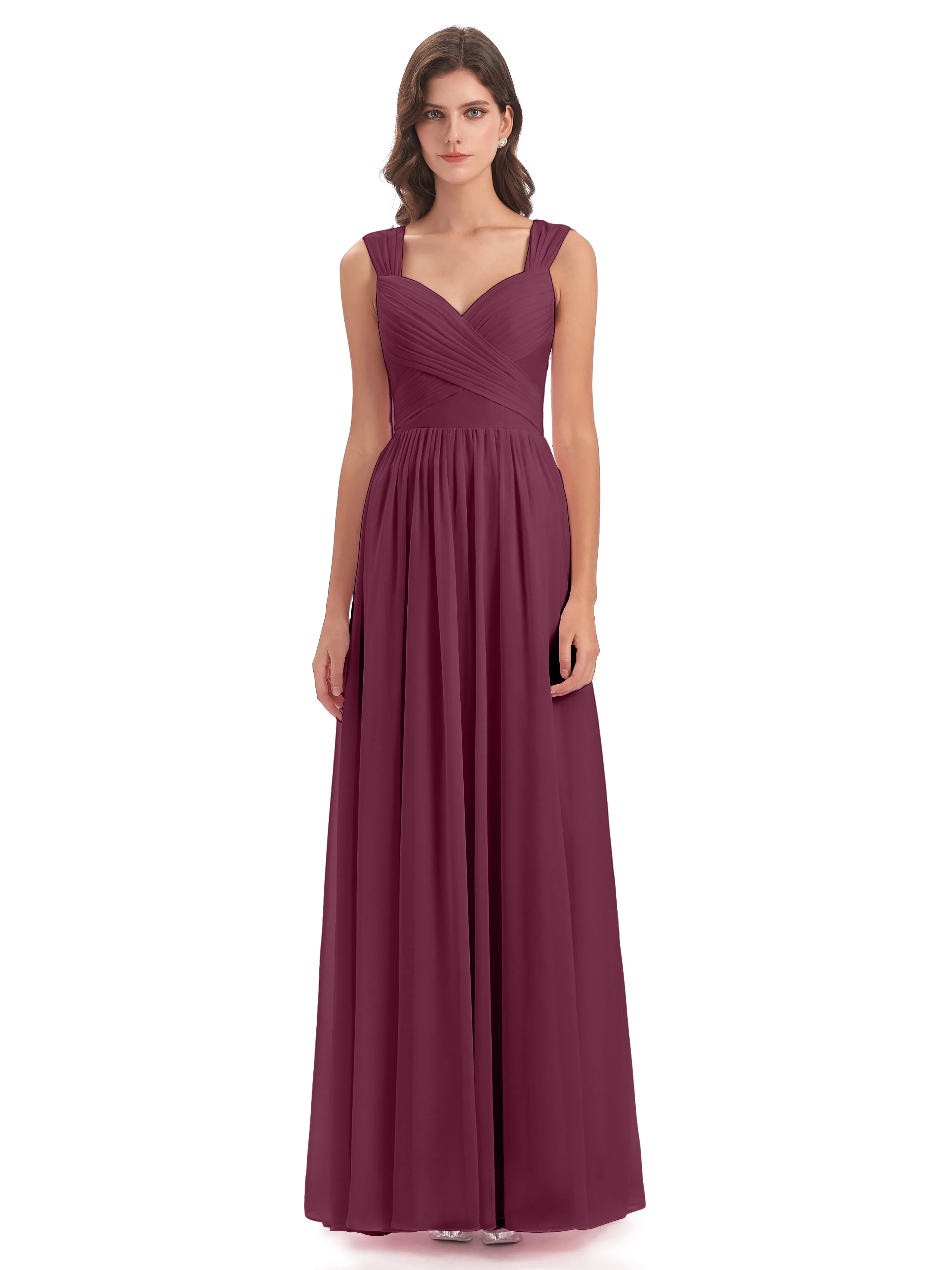 Ellie Flowy Key Hole Long Chiffon Bridesmaid Dresses