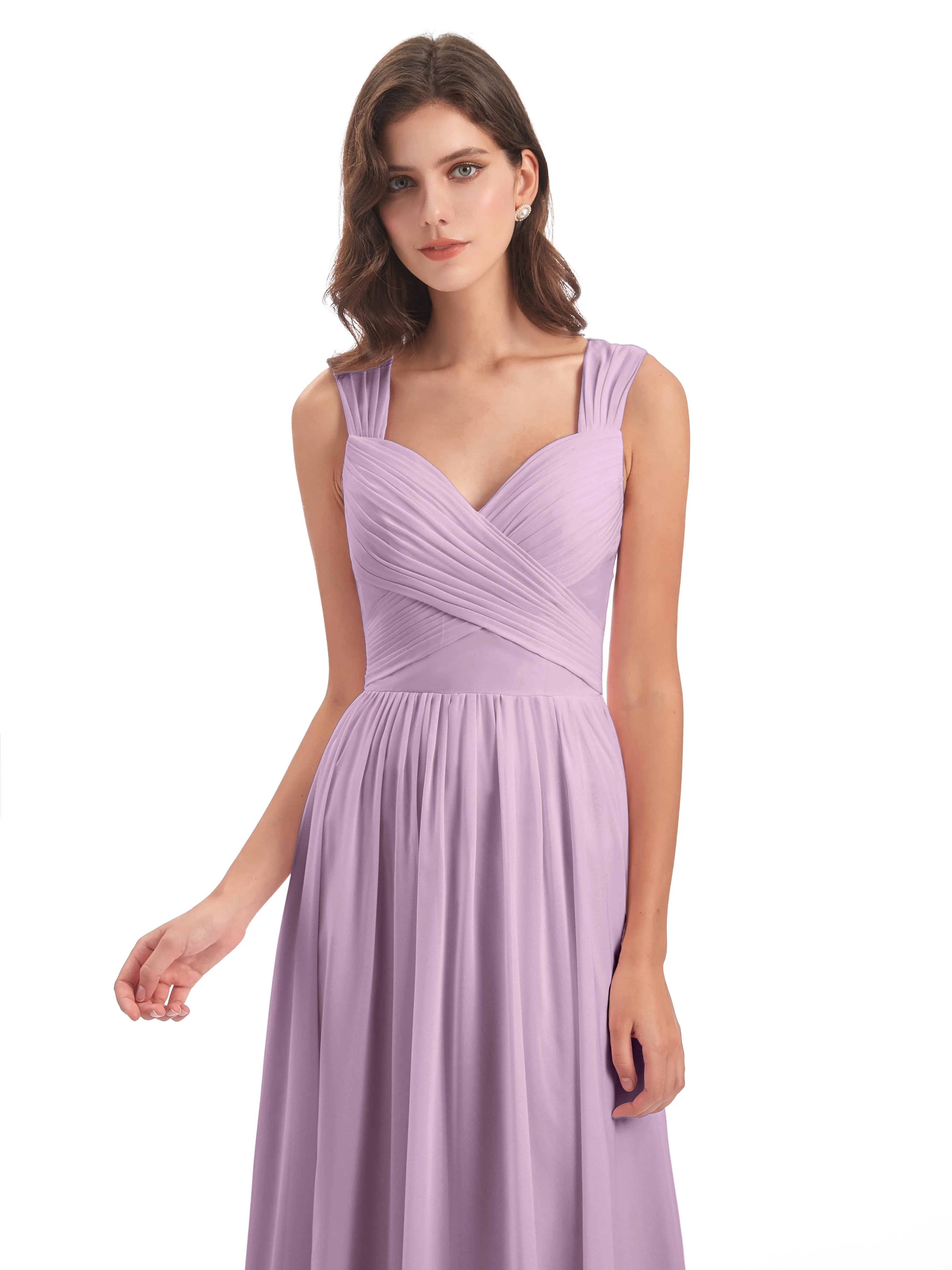 Ellie Flowy Key Hole Long Chiffon Bridesmaid Dresses