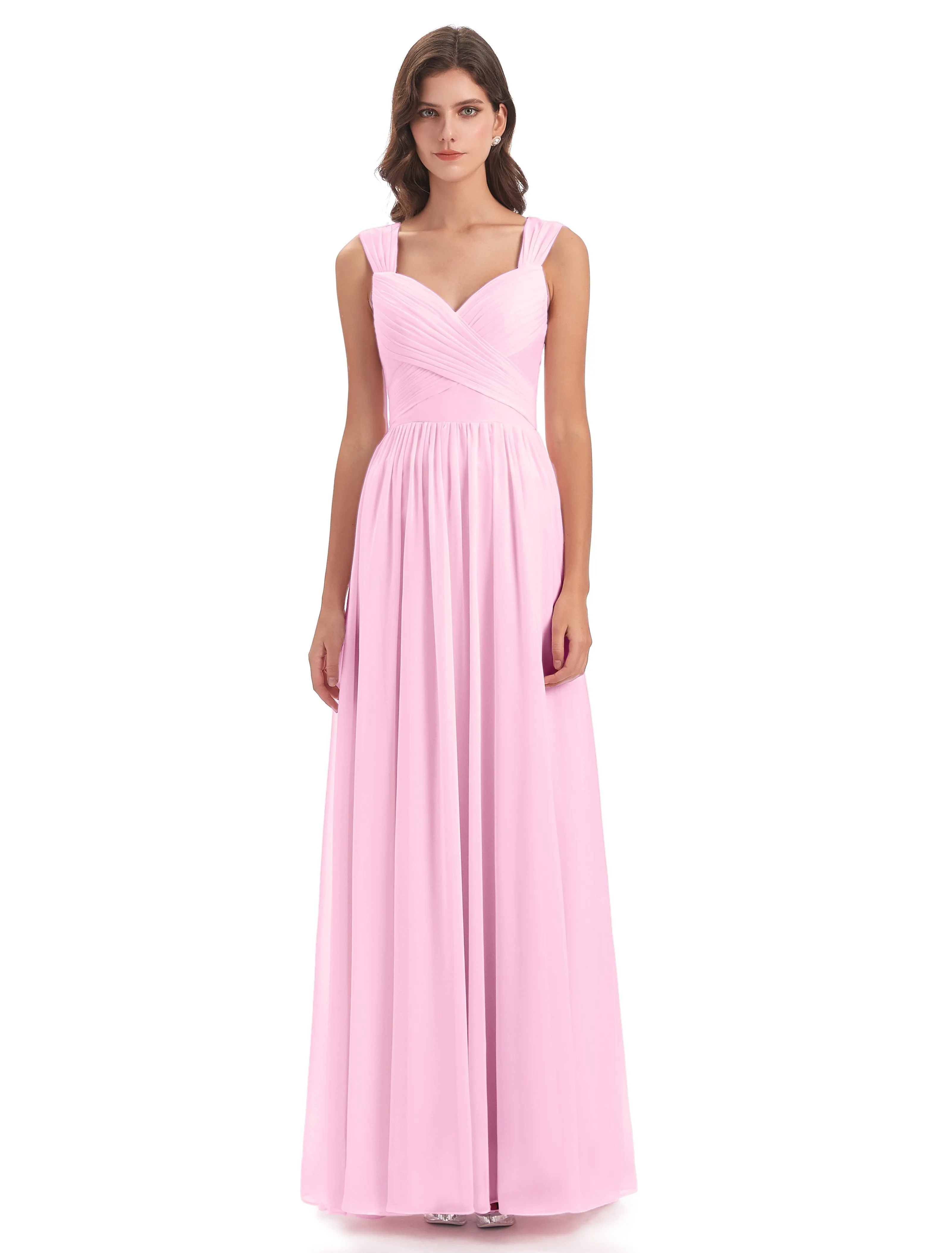 Ellie Flowy Key Hole Long Chiffon Bridesmaid Dresses