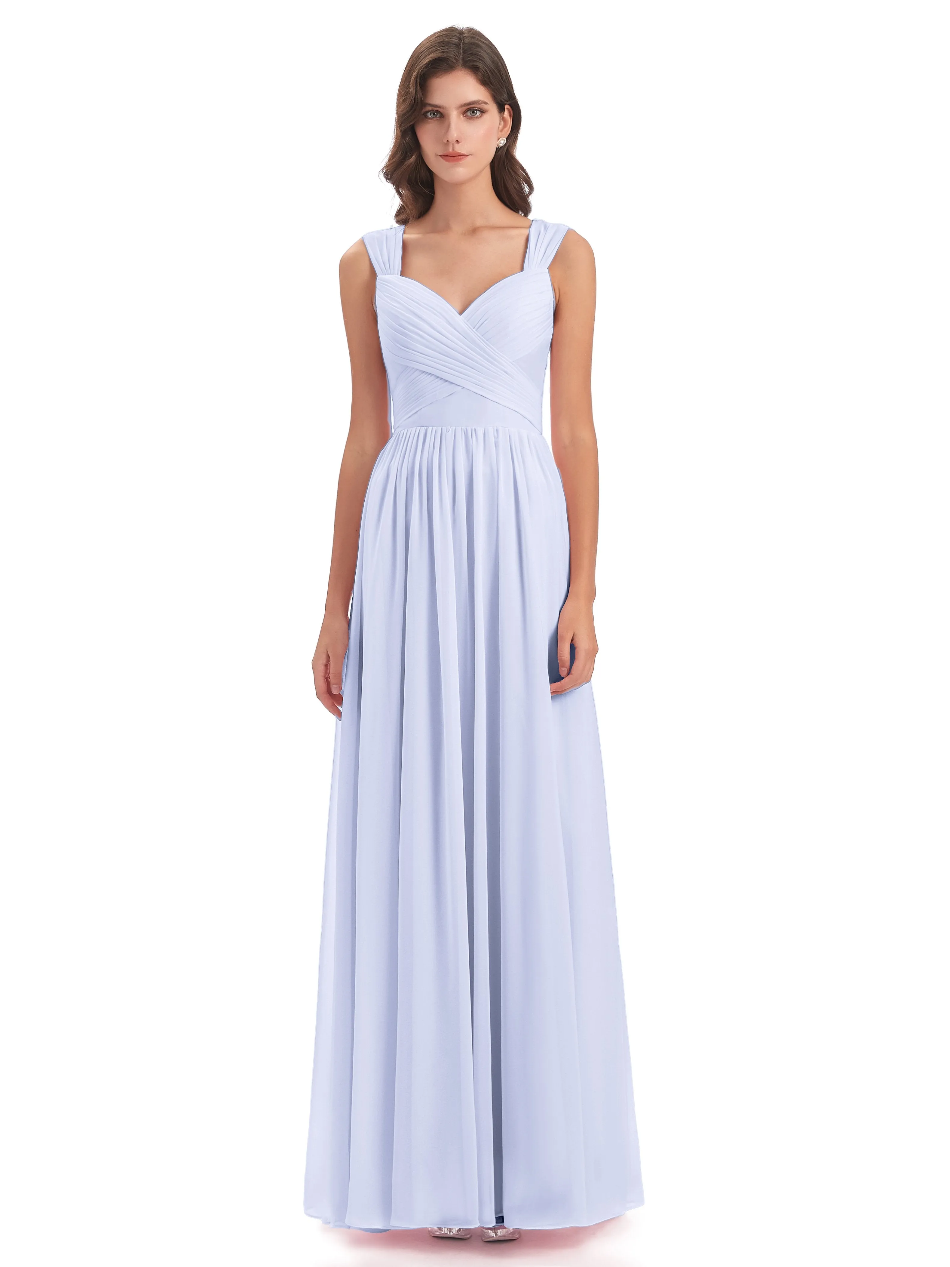 Ellie Flowy Key Hole Long Chiffon Bridesmaid Dresses