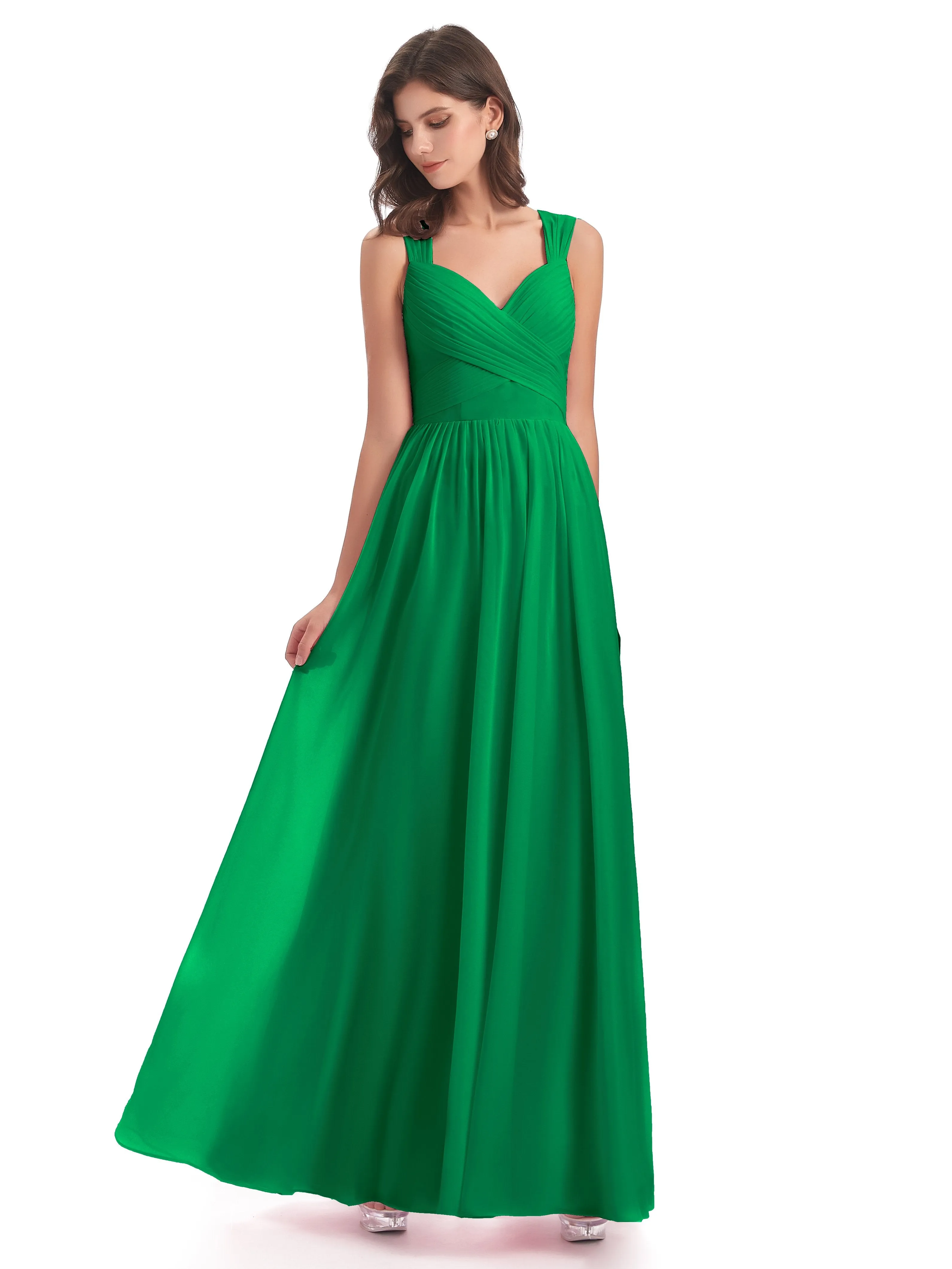 Ellie Flowy Key Hole Long Chiffon Bridesmaid Dresses