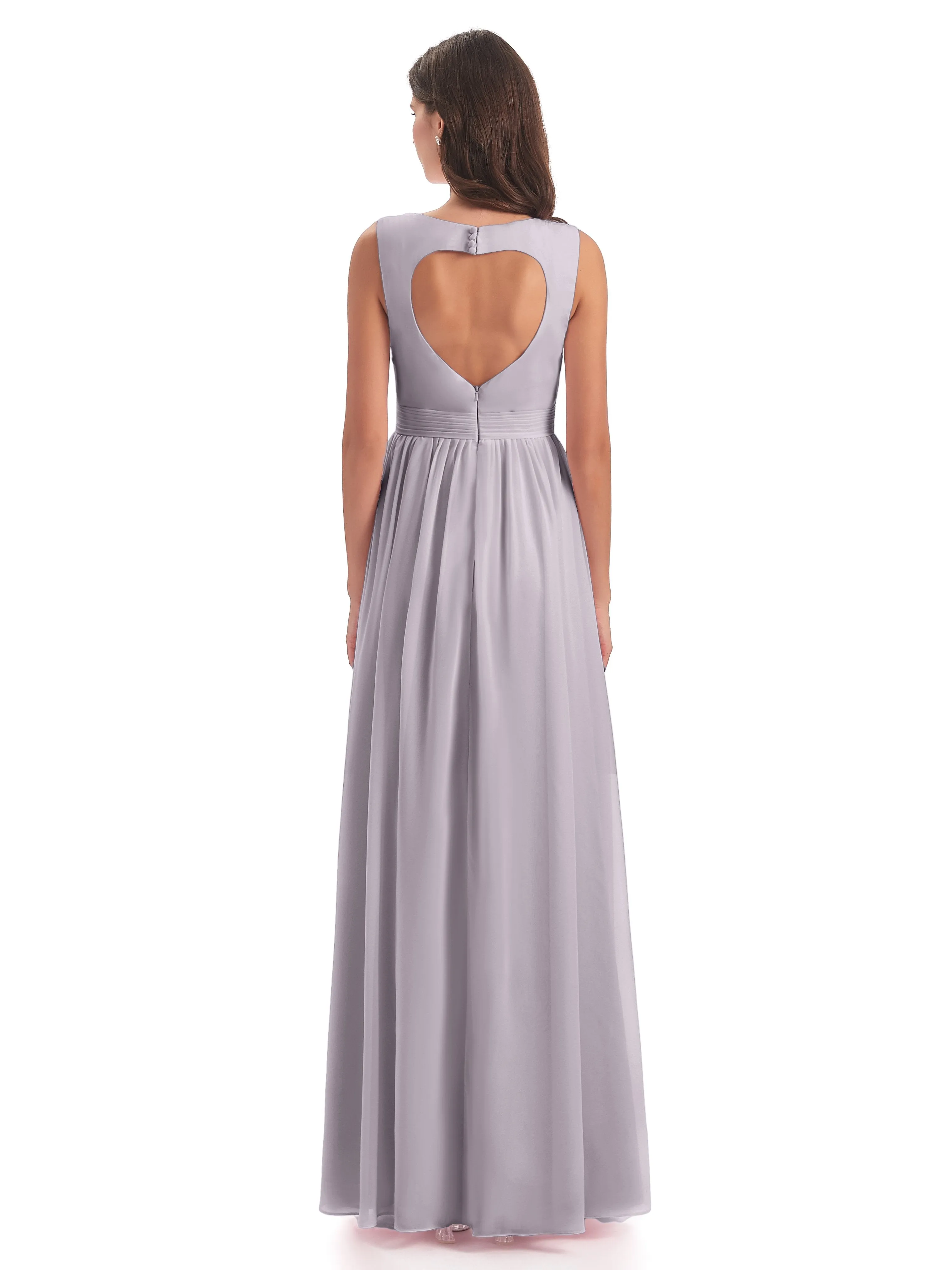 Ellie Flowy Key Hole Long Chiffon Bridesmaid Dresses