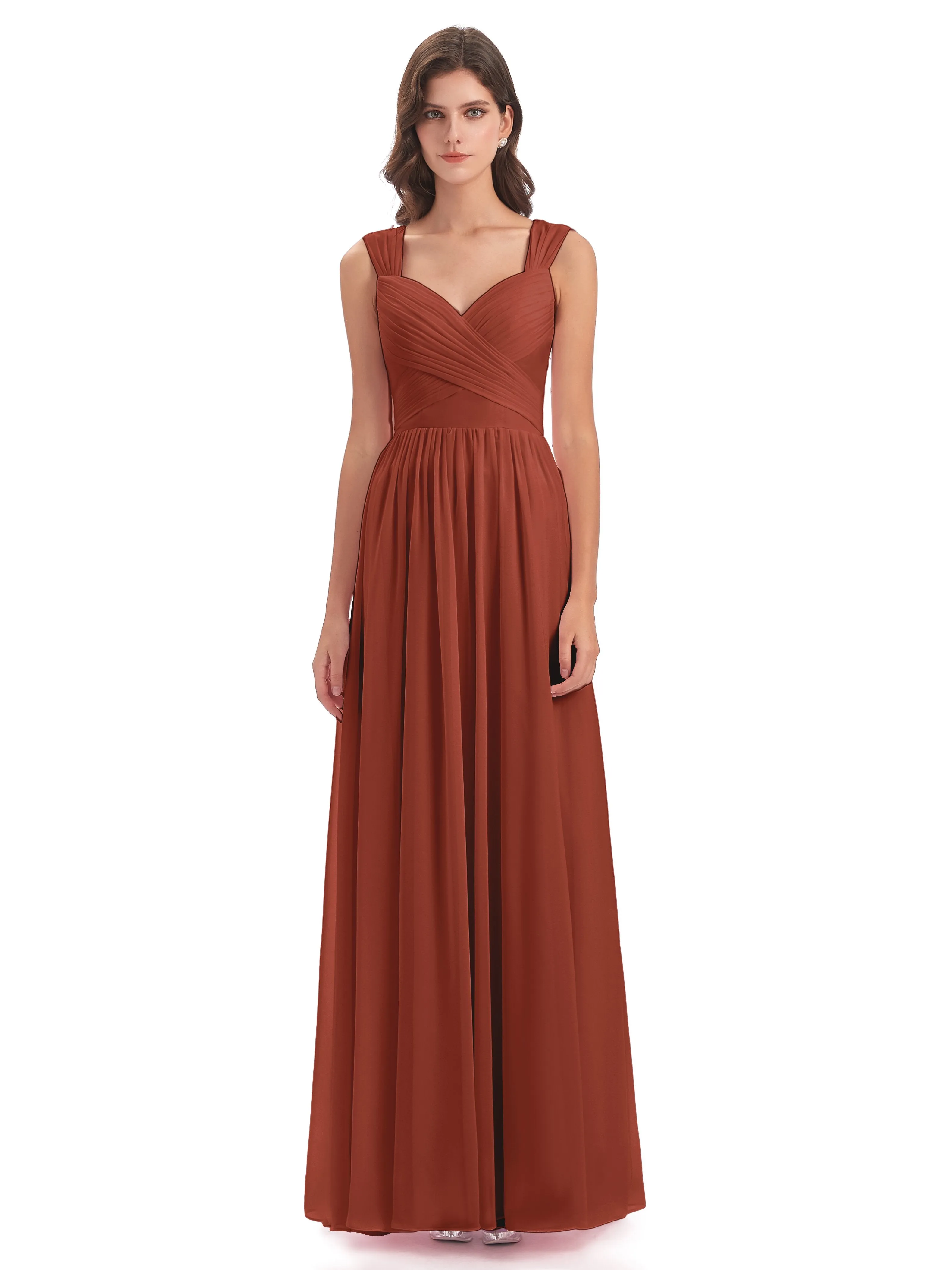 Ellie Flowy Key Hole Long Chiffon Bridesmaid Dresses