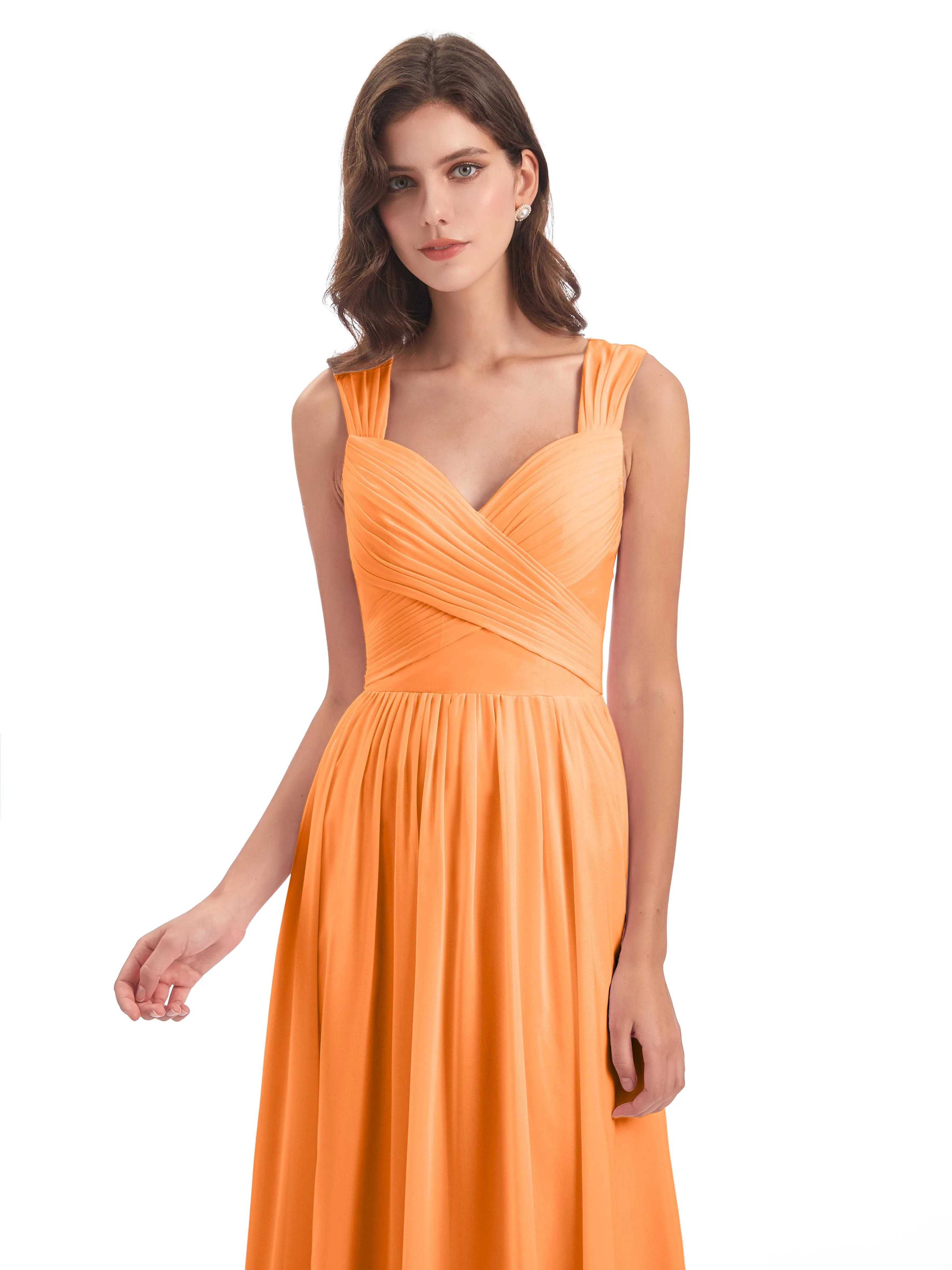 Ellie Flowy Key Hole Long Chiffon Bridesmaid Dresses