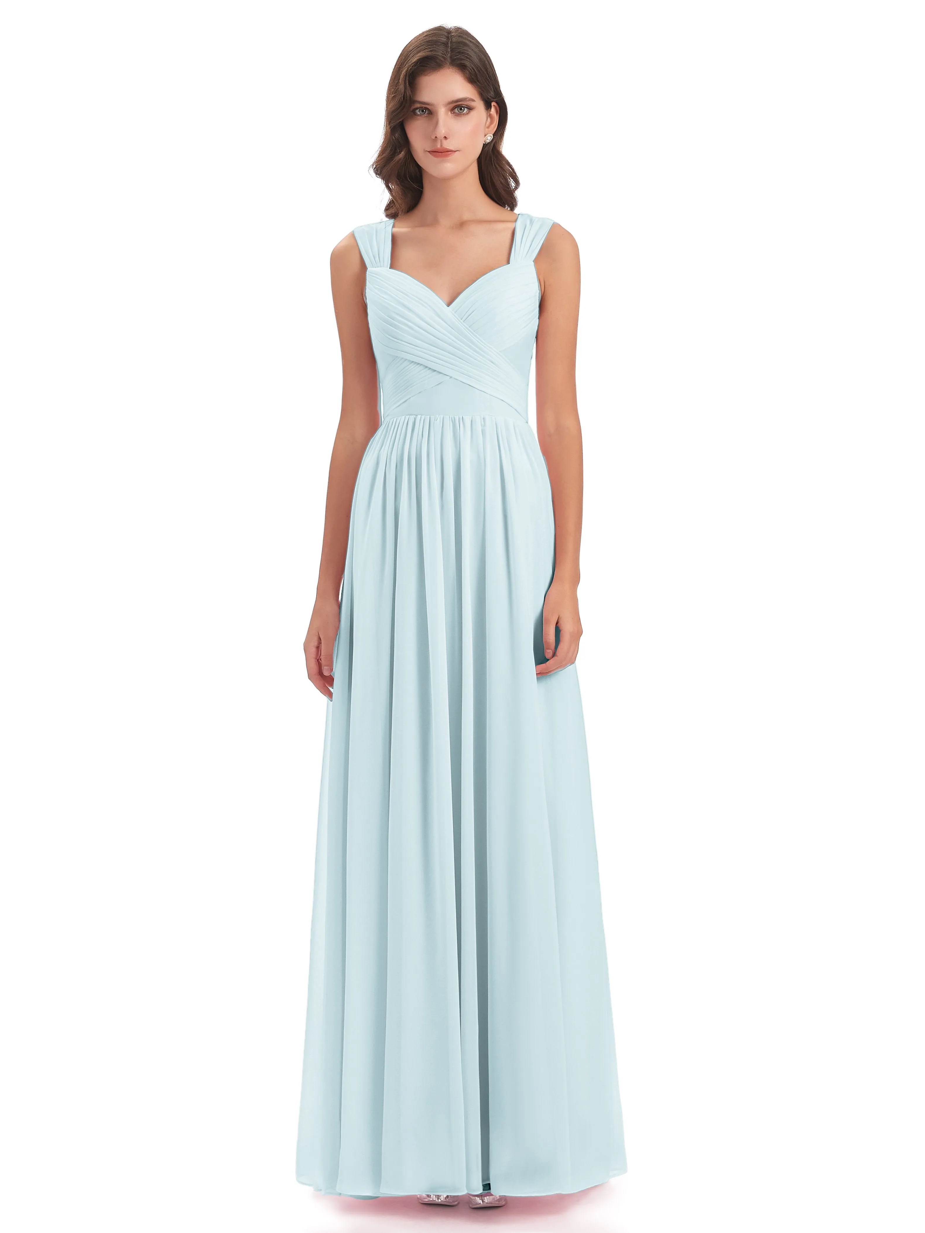 Ellie Flowy Key Hole Long Chiffon Bridesmaid Dresses