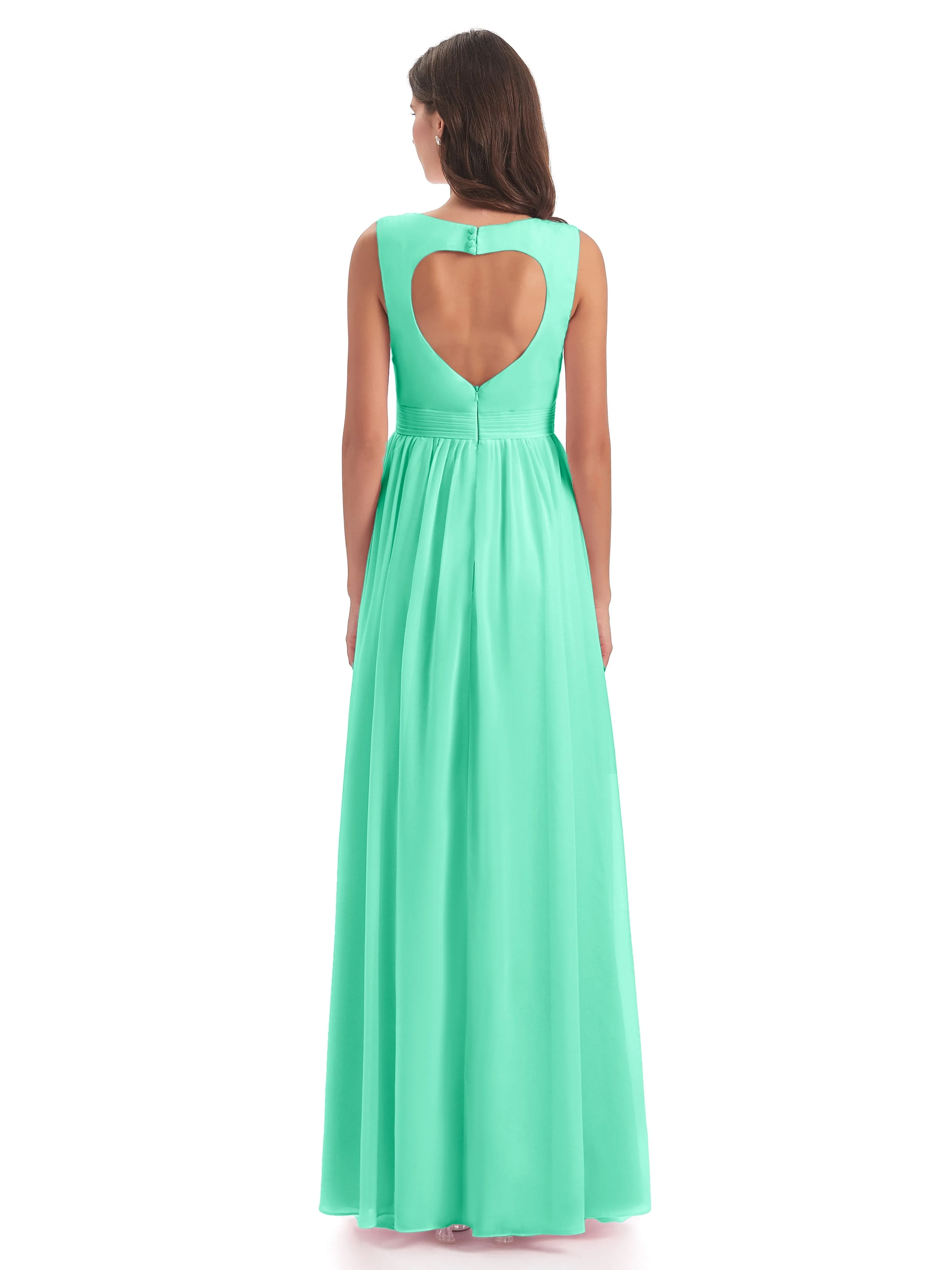 Ellie Flowy Key Hole Long Chiffon Bridesmaid Dresses
