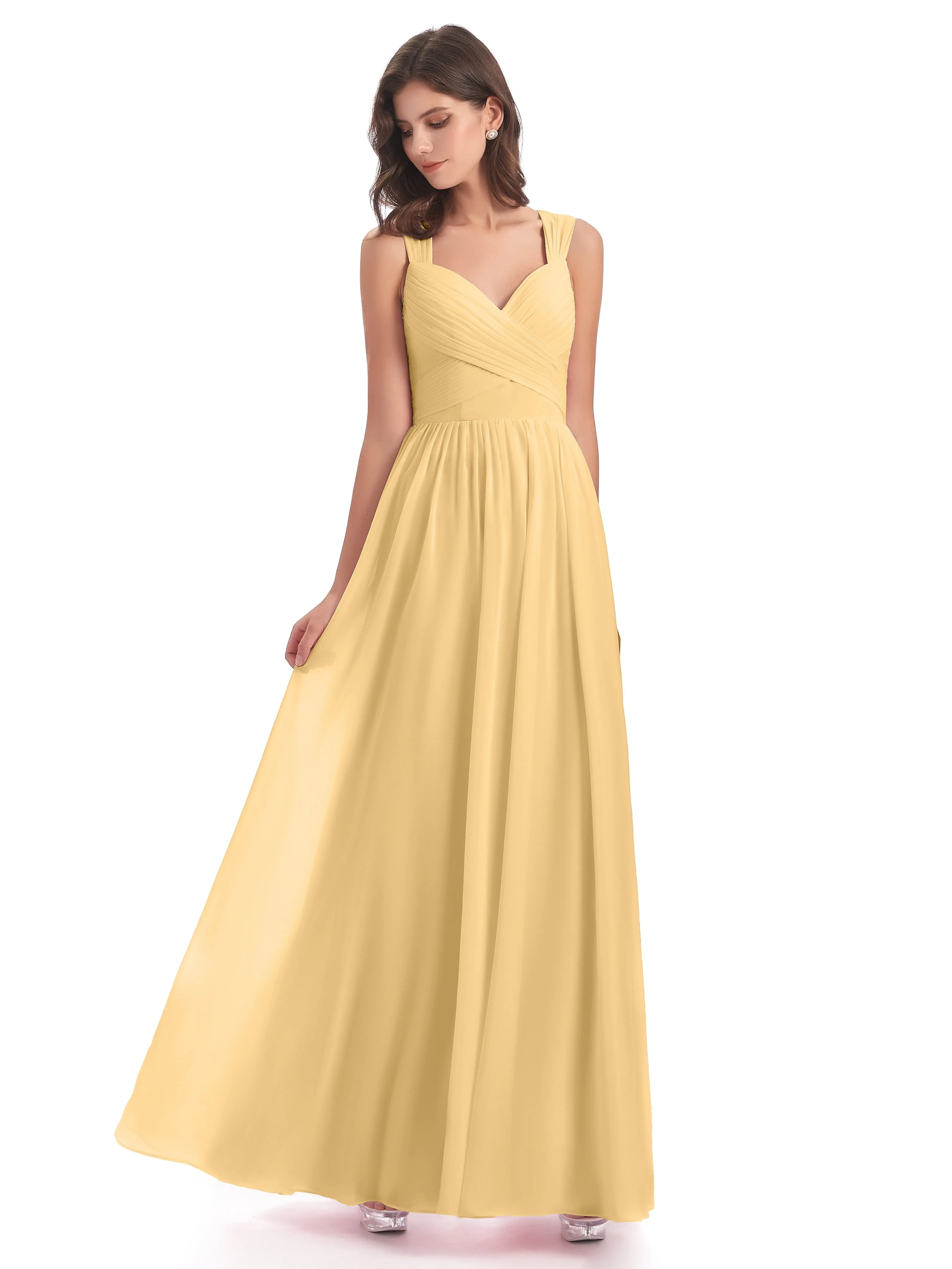 Ellie Flowy Key Hole Long Chiffon Bridesmaid Dresses