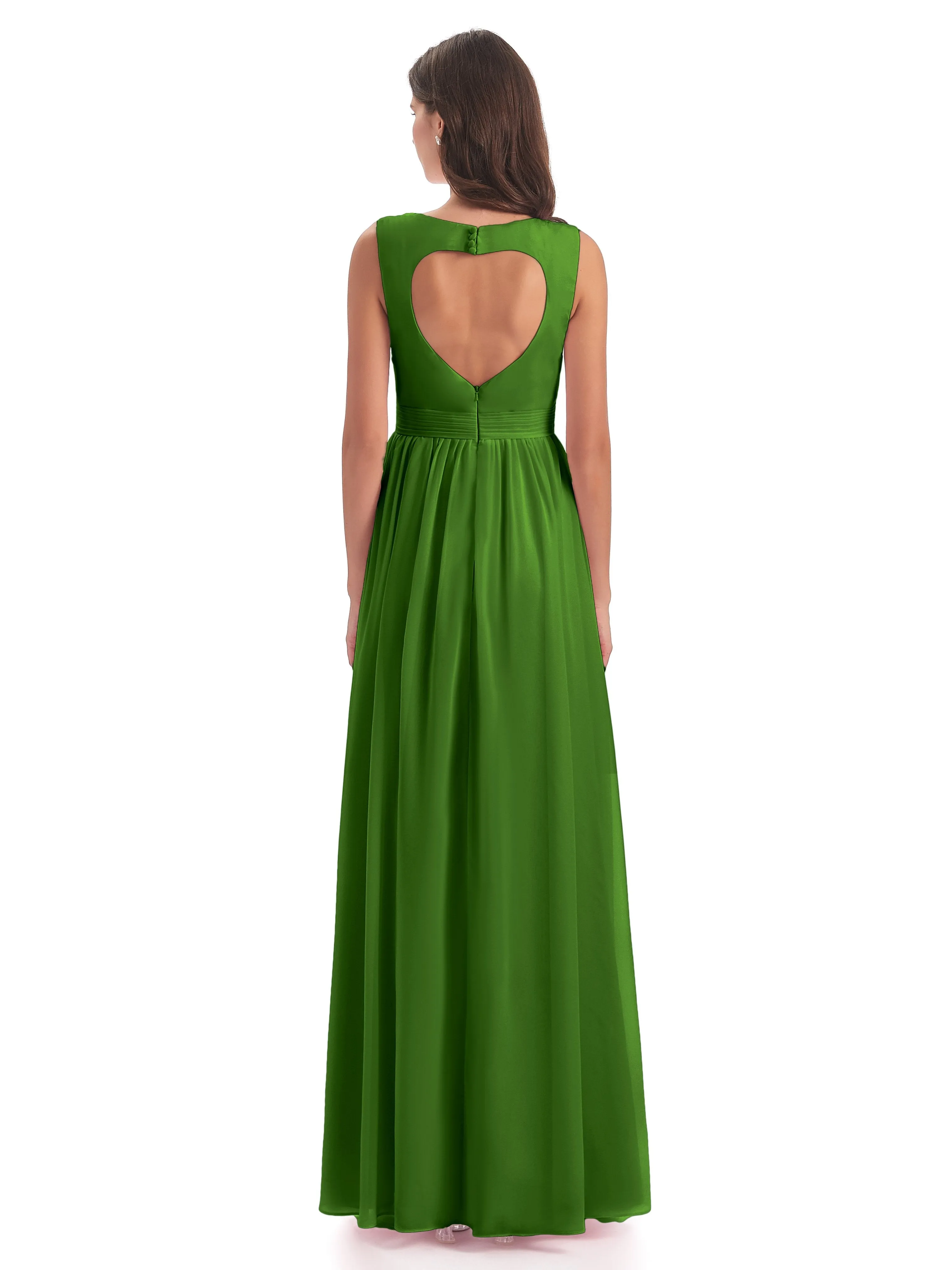 Ellie Flowy Key Hole Long Chiffon Bridesmaid Dresses