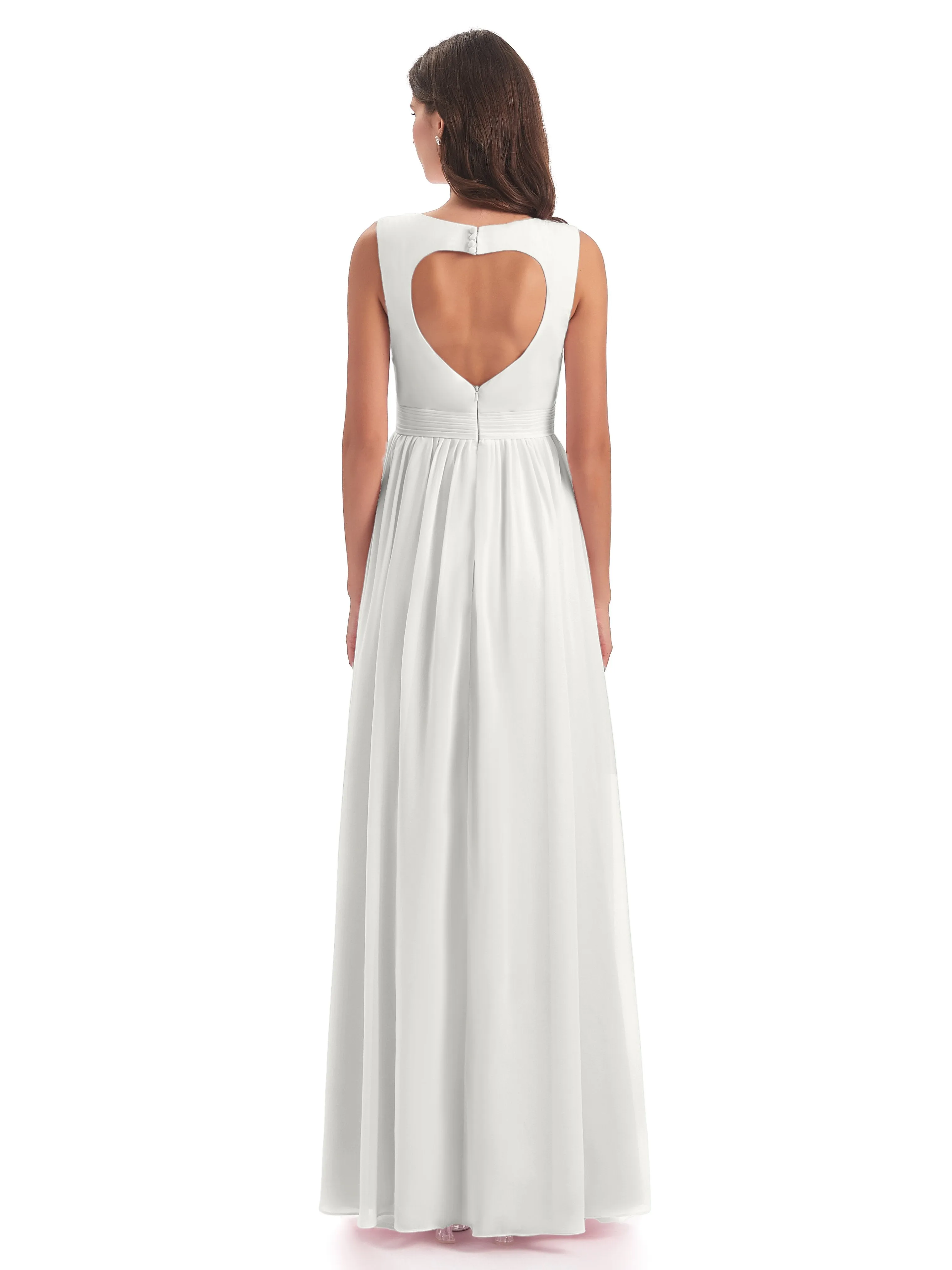 Ellie Flowy Key Hole Long Chiffon Bridesmaid Dresses