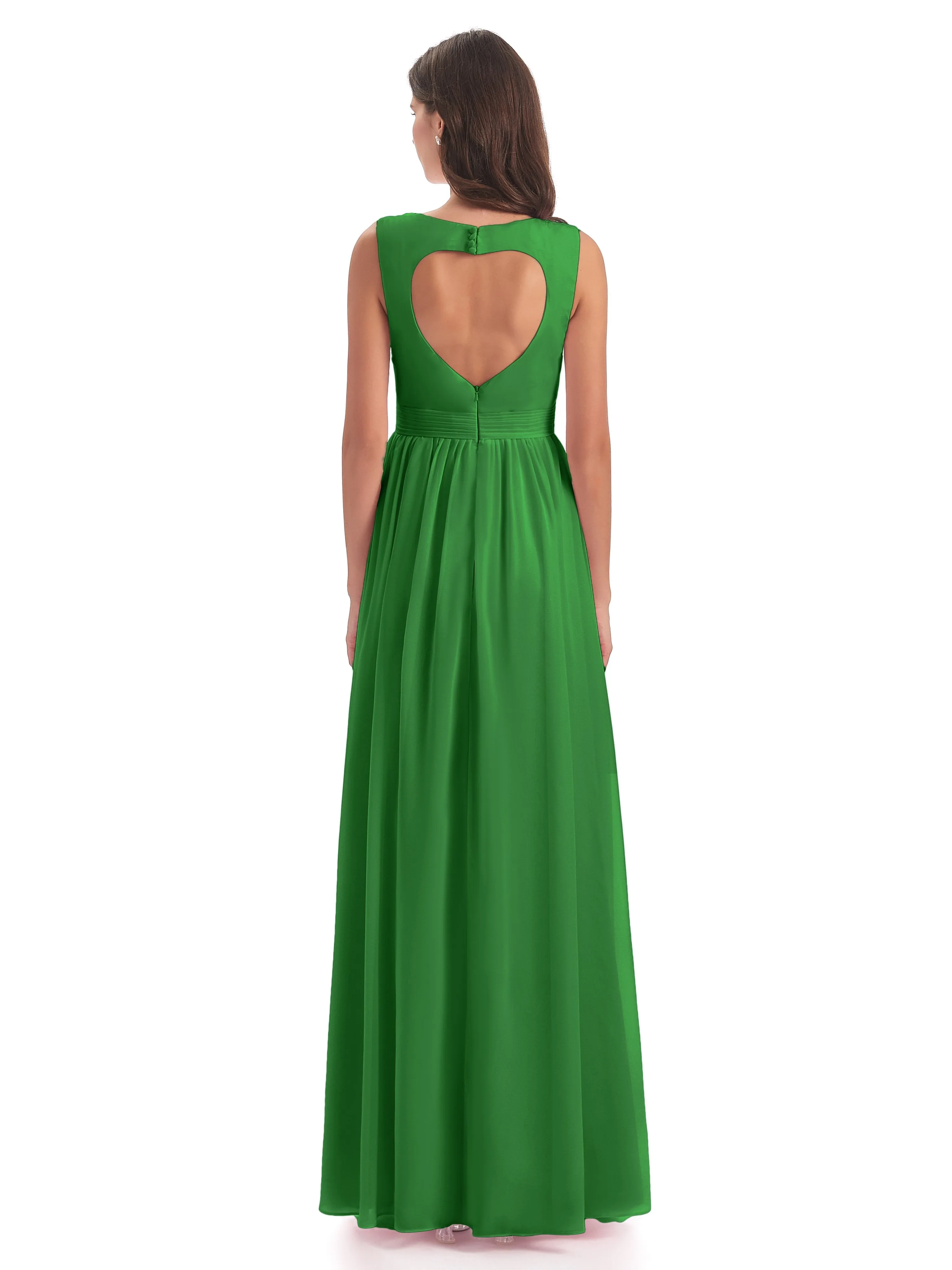 Ellie Flowy Key Hole Long Chiffon Bridesmaid Dresses