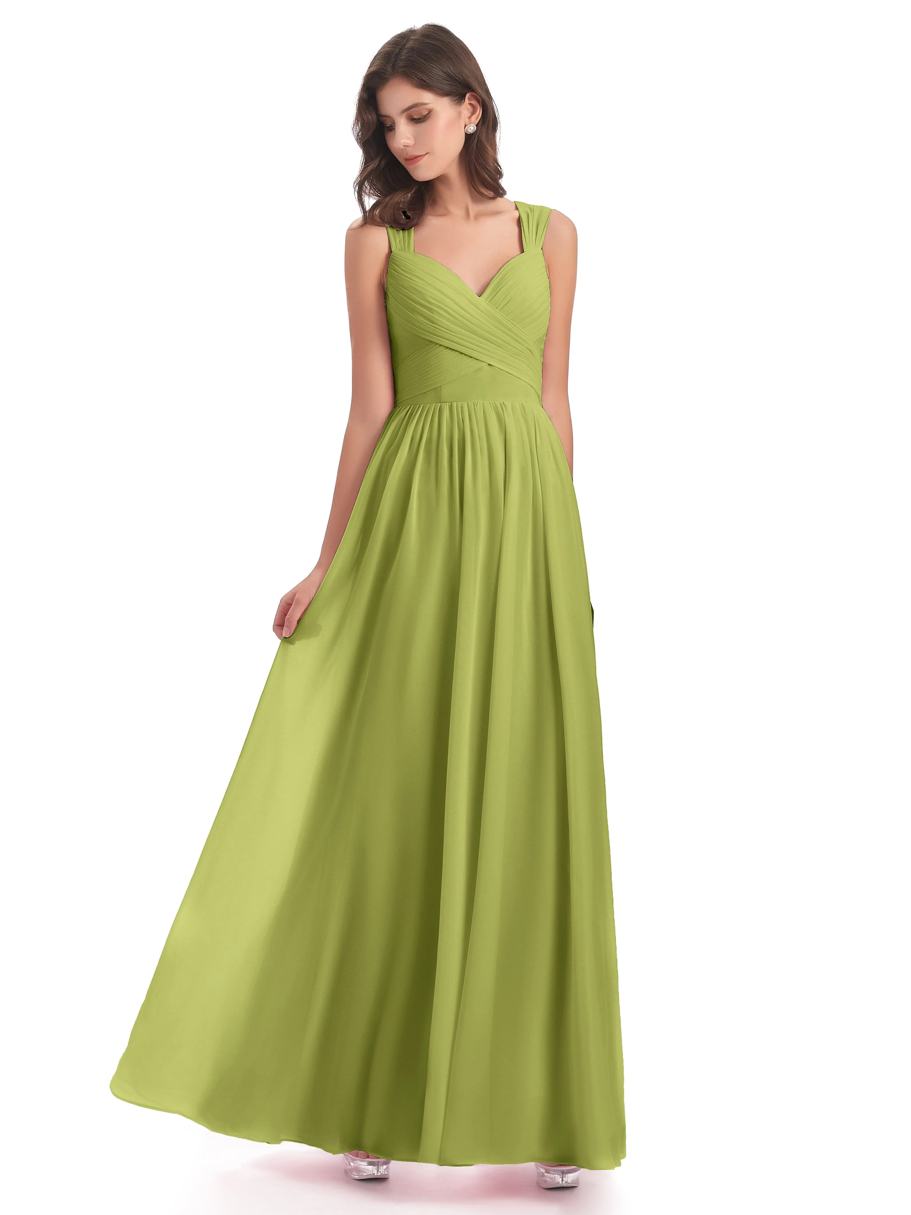 Ellie Flowy Key Hole Long Chiffon Bridesmaid Dresses