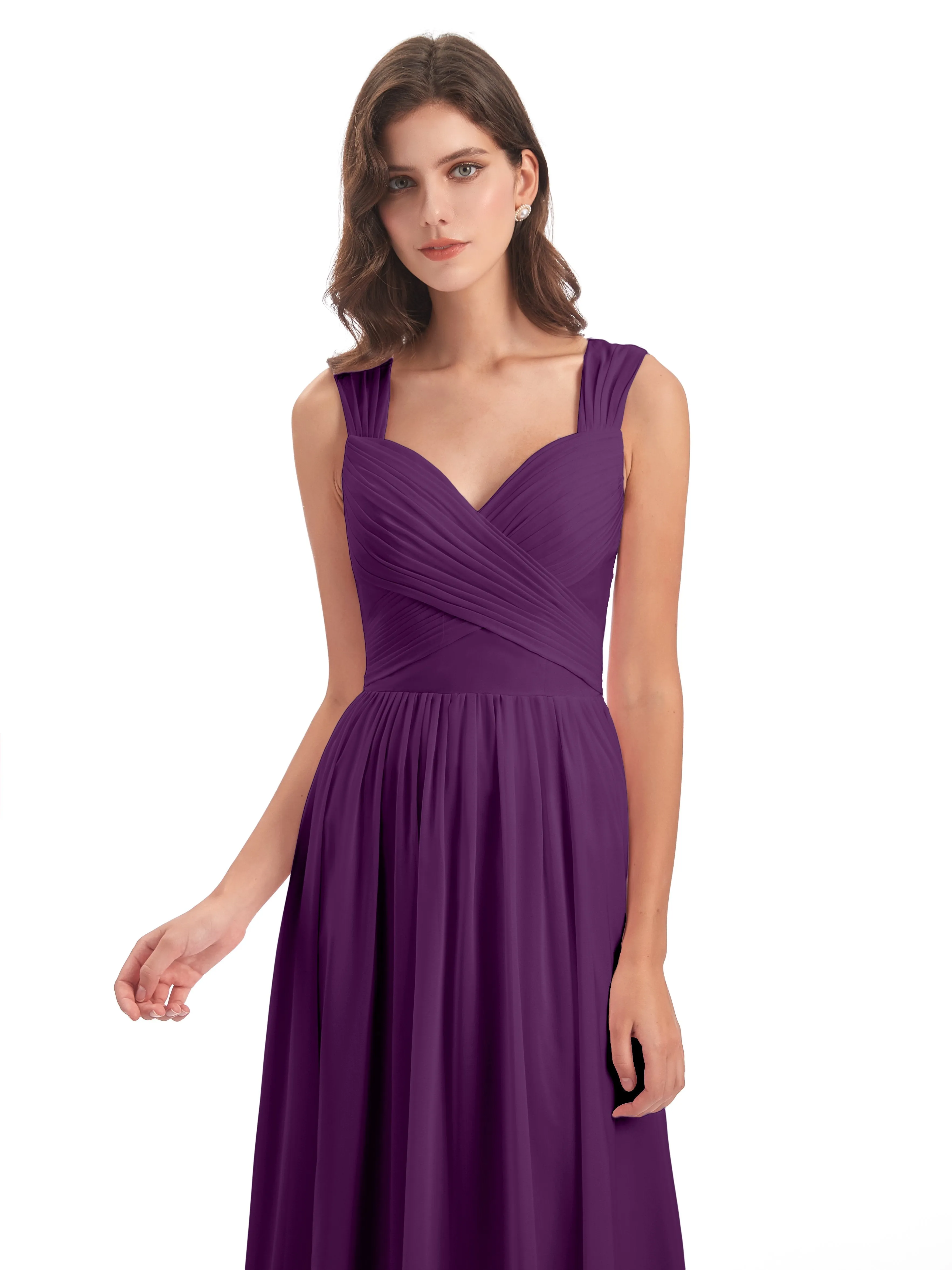 Ellie Flowy Key Hole Long Chiffon Bridesmaid Dresses