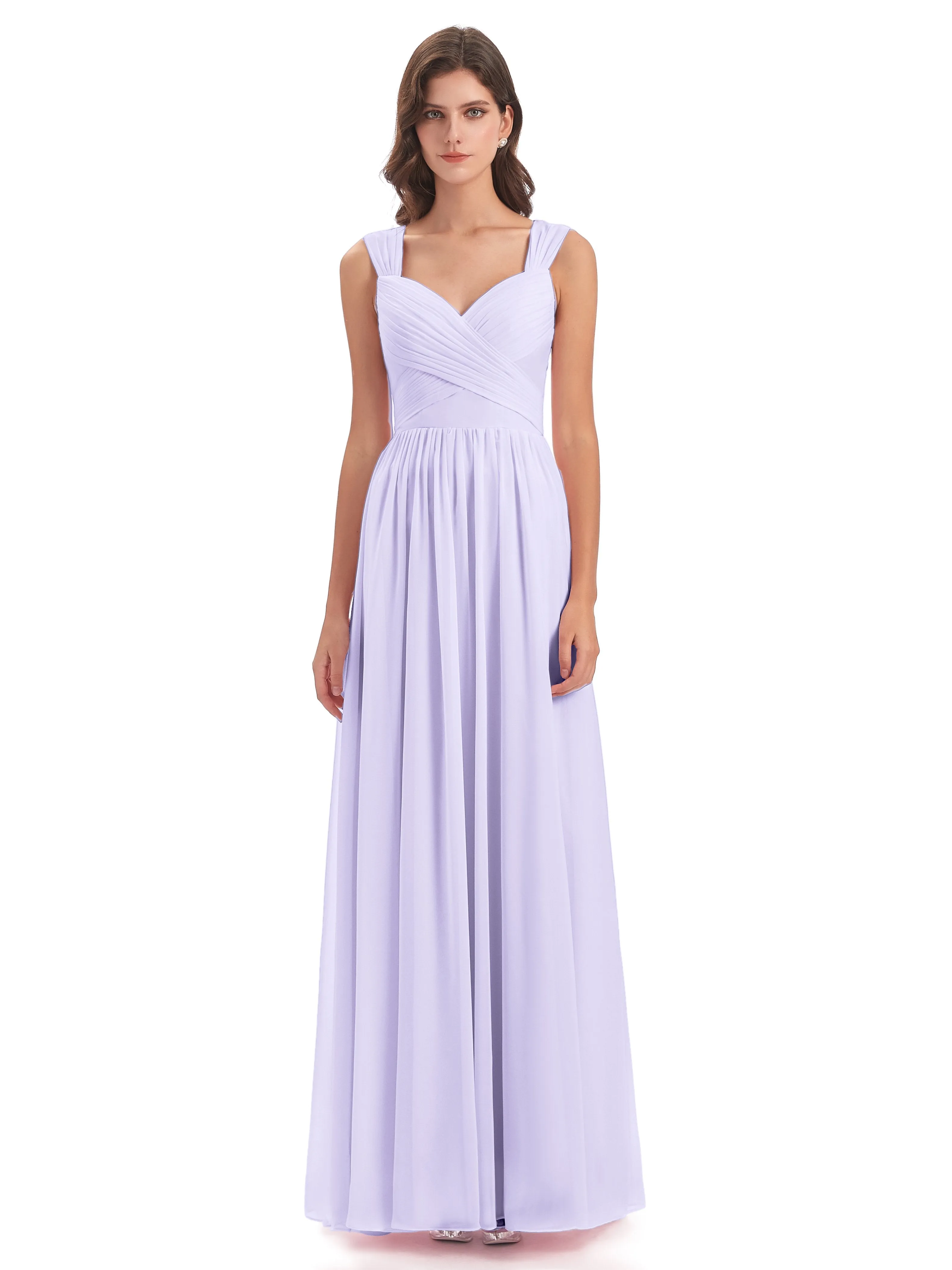 Ellie Flowy Key Hole Long Chiffon Bridesmaid Dresses