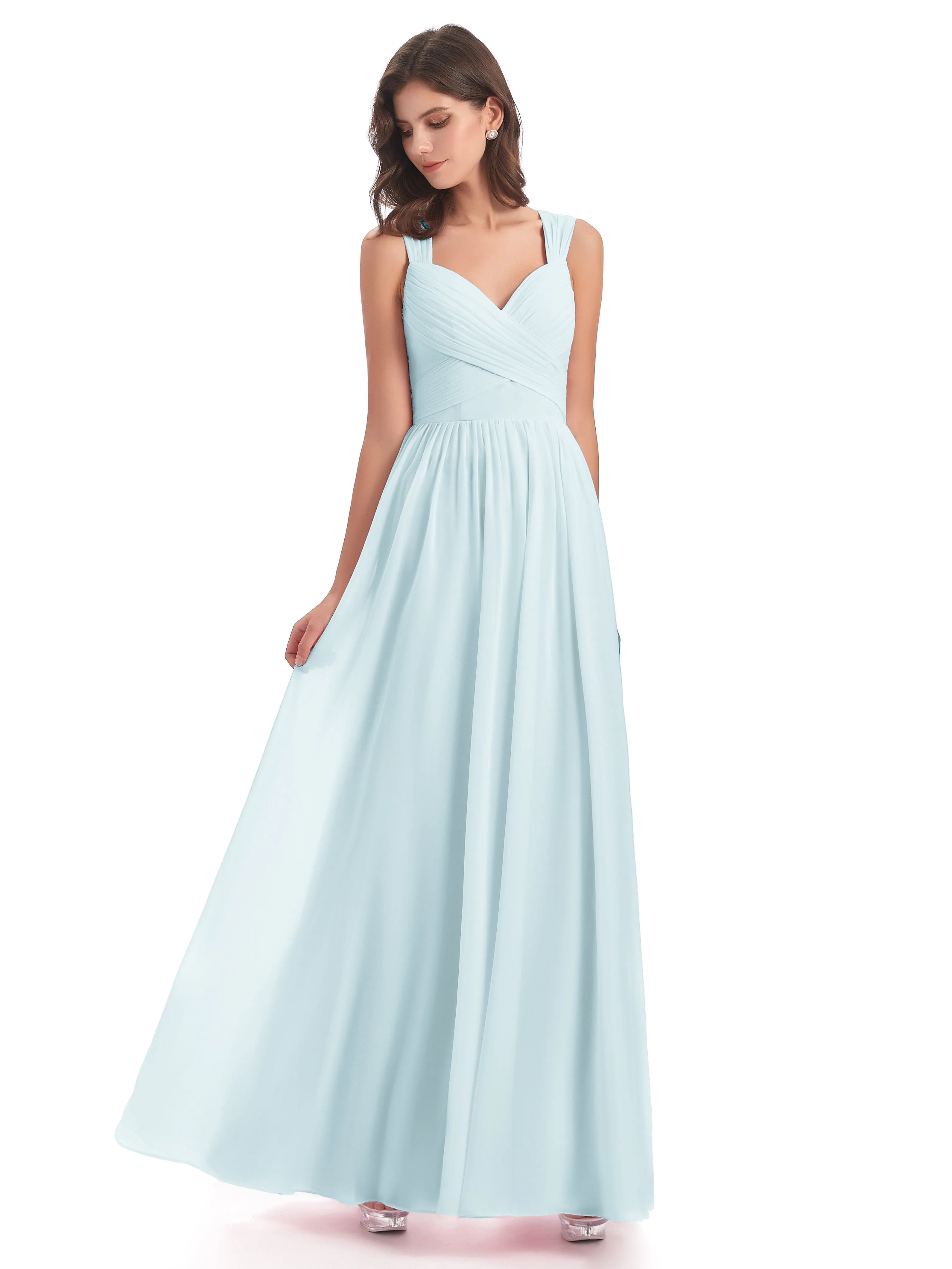 Ellie Flowy Key Hole Long Chiffon Bridesmaid Dresses