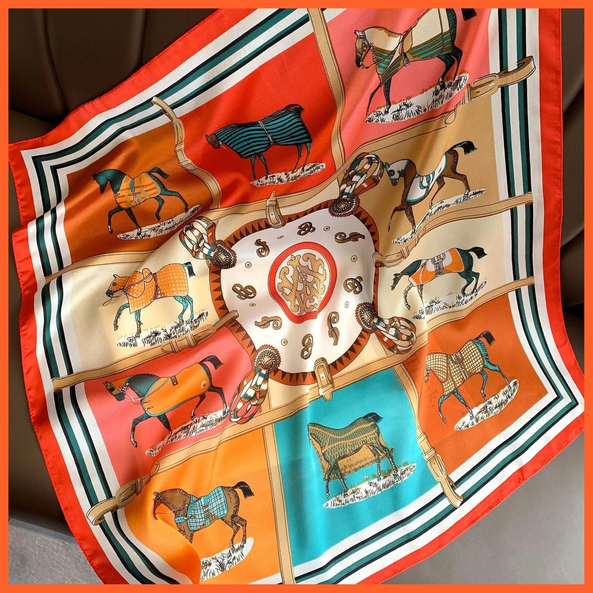 Fashion Printed Silk Satin Neck Scarf | Women Small Shawl Square Foulard Bandana