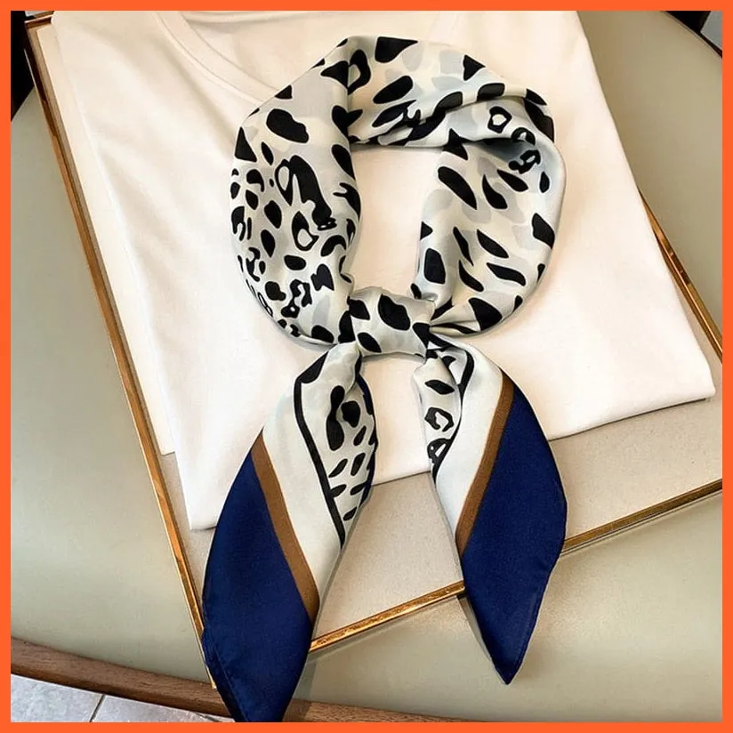 Fashion Printed Silk Satin Neck Scarf | Women Small Shawl Square Foulard Bandana