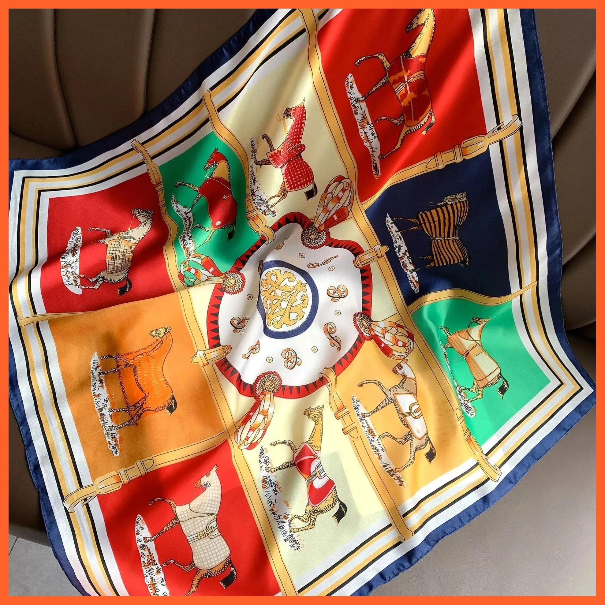 Fashion Printed Silk Satin Neck Scarf | Women Small Shawl Square Foulard Bandana