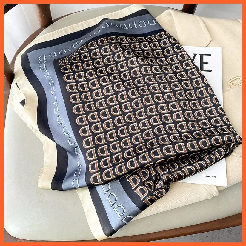 Fashion Printed Silk Satin Neck Scarf | Women Small Shawl Square Foulard Bandana