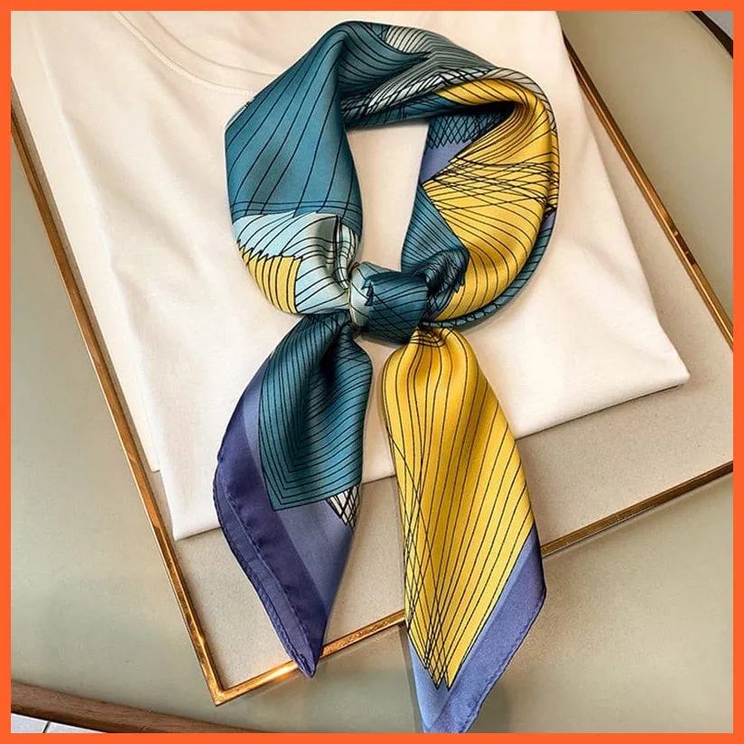 Fashion Printed Silk Satin Neck Scarf | Women Small Shawl Square Foulard Bandana