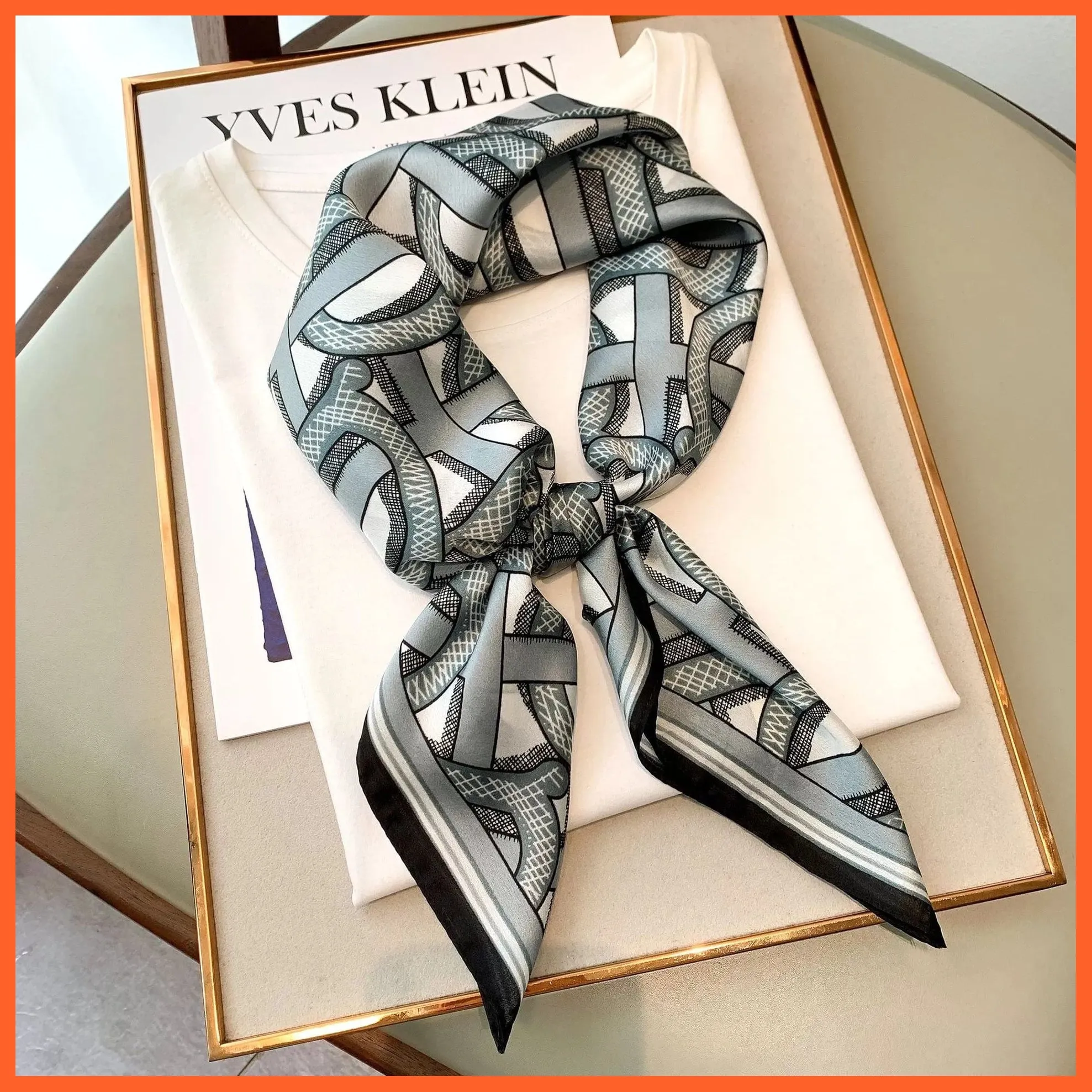 Fashion Printed Silk Satin Neck Scarf | Women Small Shawl Square Foulard Bandana