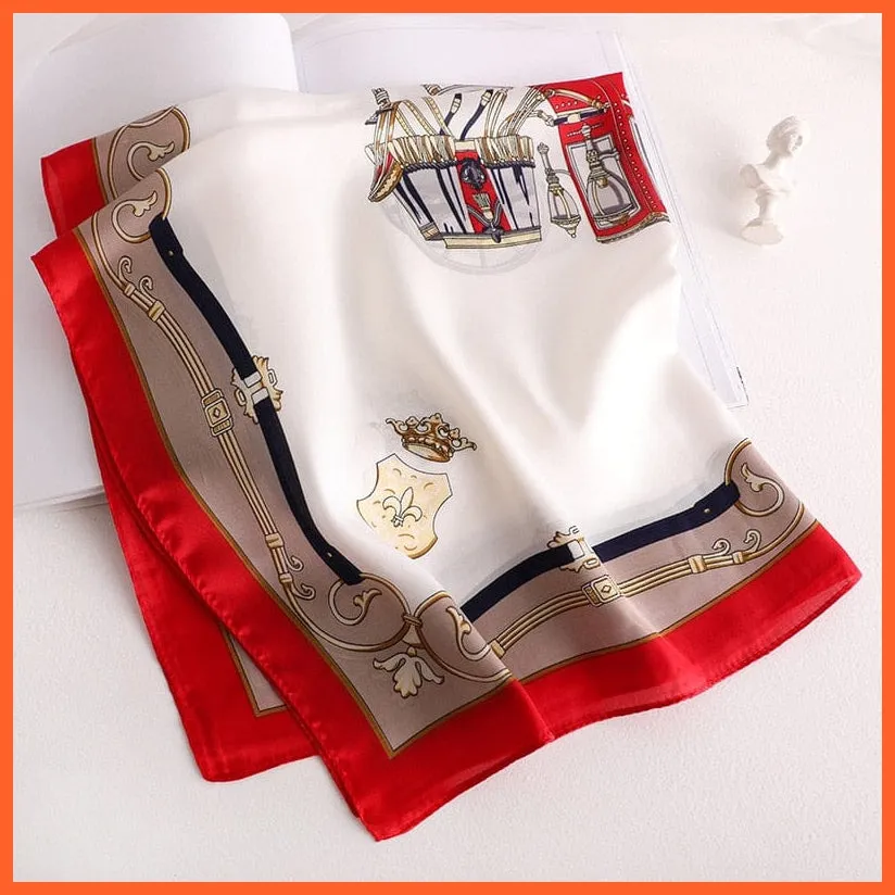 Fashion Printed Silk Satin Neck Scarf | Women Small Shawl Square Foulard Bandana