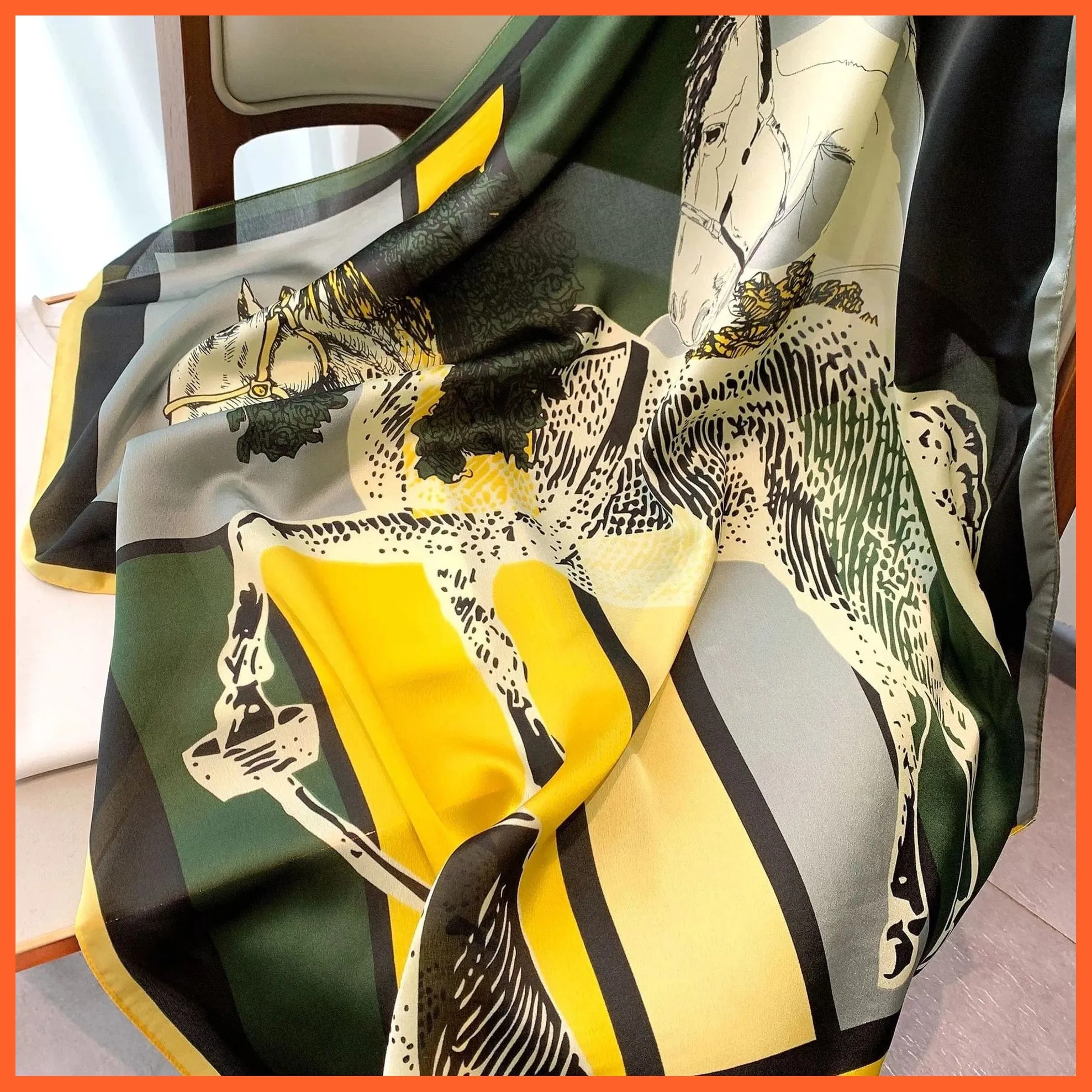 Fashion Printed Silk Satin Neck Scarf | Women Small Shawl Square Foulard Bandana