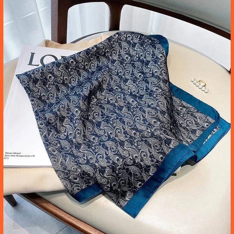Fashion Printed Silk Satin Neck Scarf | Women Small Shawl Square Foulard Bandana