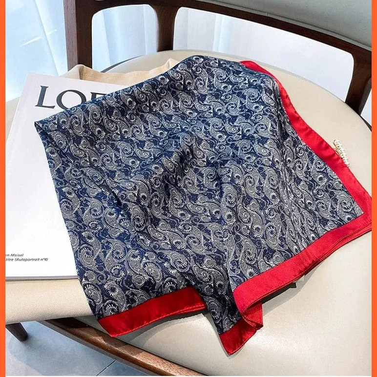 Fashion Printed Silk Satin Neck Scarf | Women Small Shawl Square Foulard Bandana