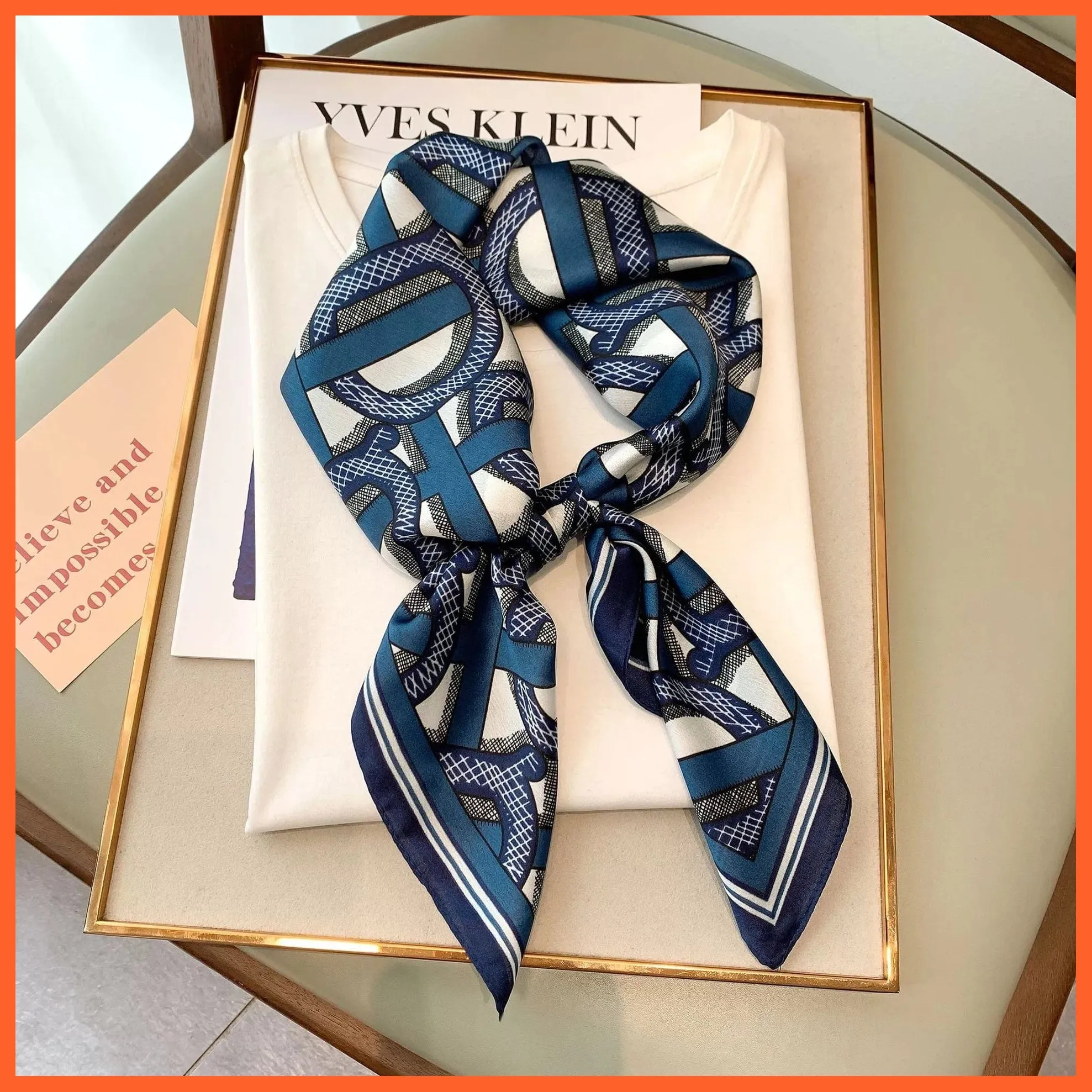 Fashion Printed Silk Satin Neck Scarf | Women Small Shawl Square Foulard Bandana