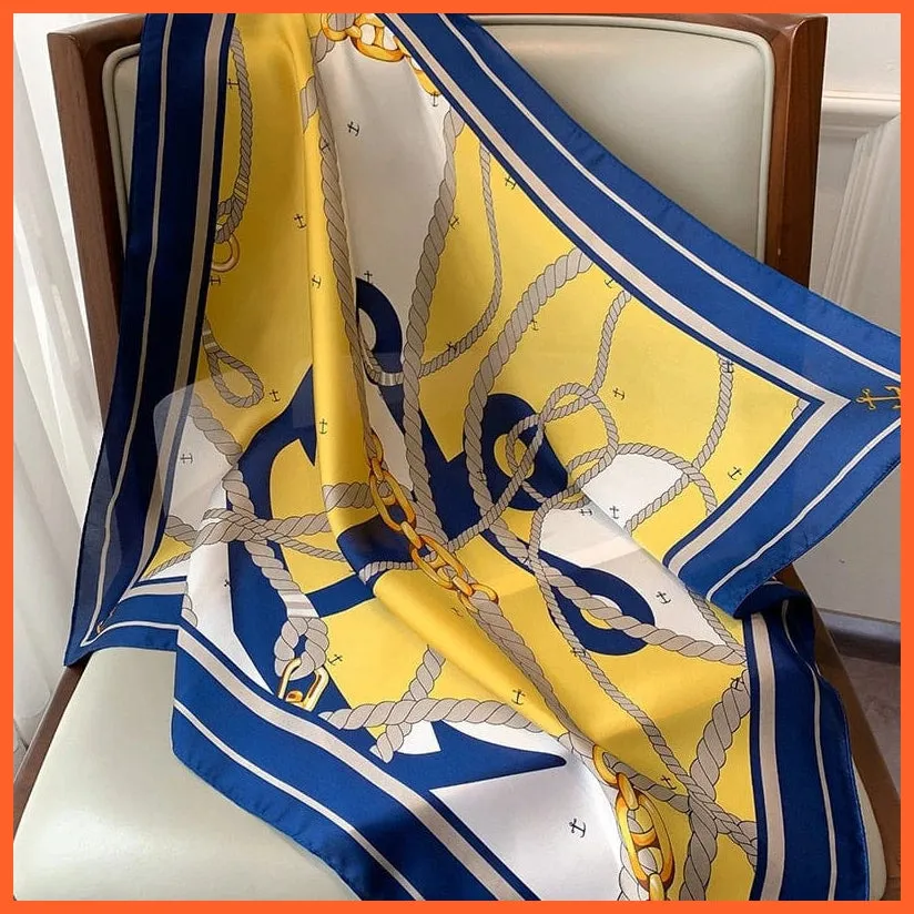 Fashion Printed Silk Satin Neck Scarf | Women Small Shawl Square Foulard Bandana