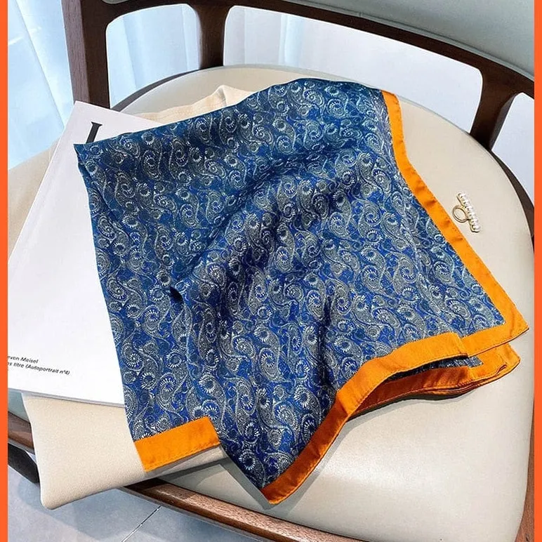 Fashion Printed Silk Satin Neck Scarf | Women Small Shawl Square Foulard Bandana