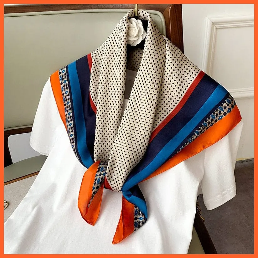 Fashion Printed Silk Satin Neck Scarf | Women Small Shawl Square Foulard Bandana