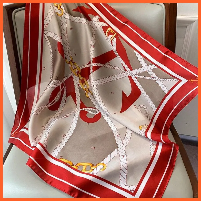 Fashion Printed Silk Satin Neck Scarf | Women Small Shawl Square Foulard Bandana