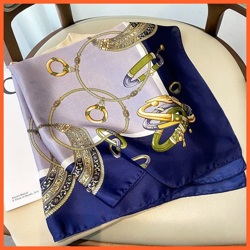 Fashion Printed Silk Satin Neck Scarf | Women Small Shawl Square Foulard Bandana