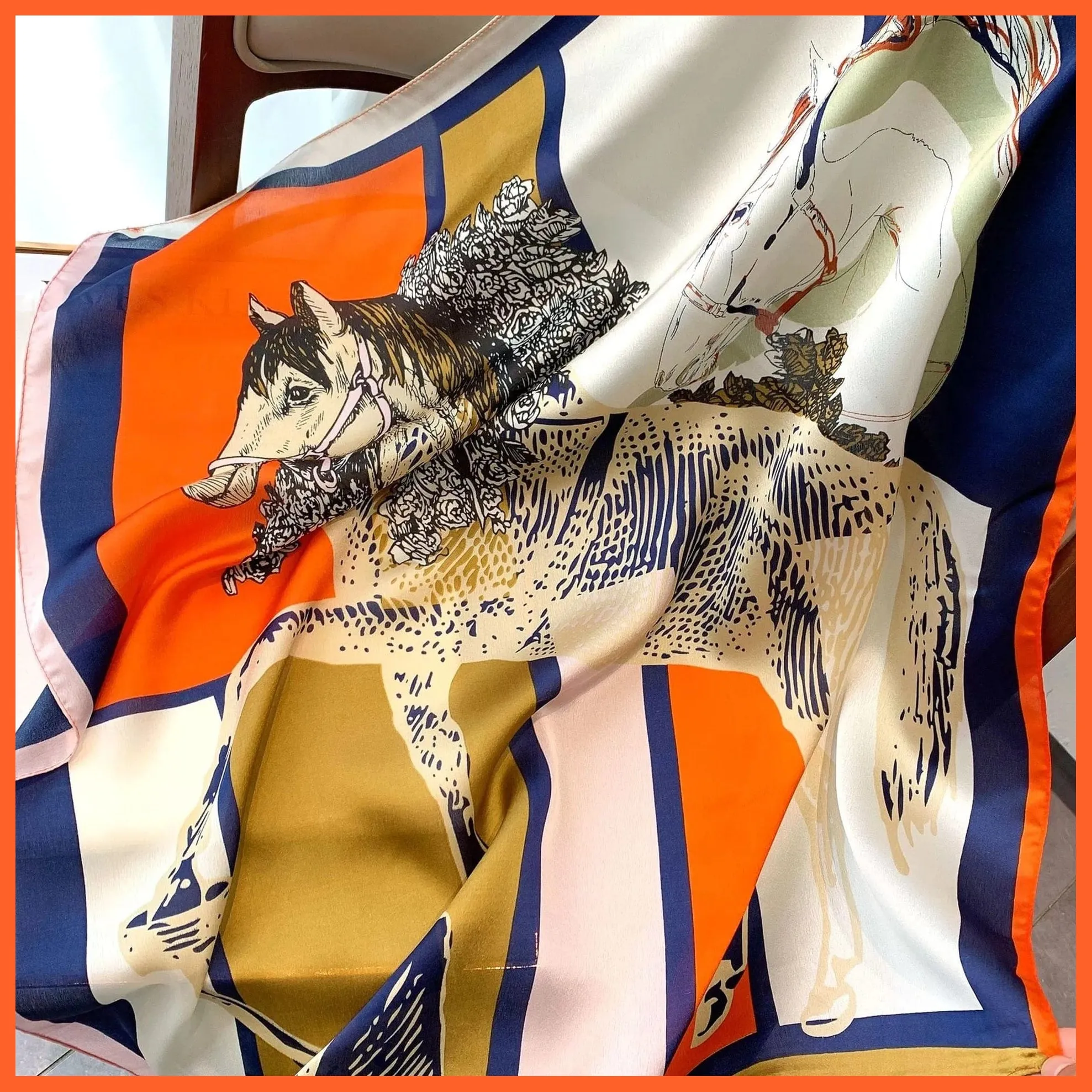 Fashion Printed Silk Satin Neck Scarf | Women Small Shawl Square Foulard Bandana
